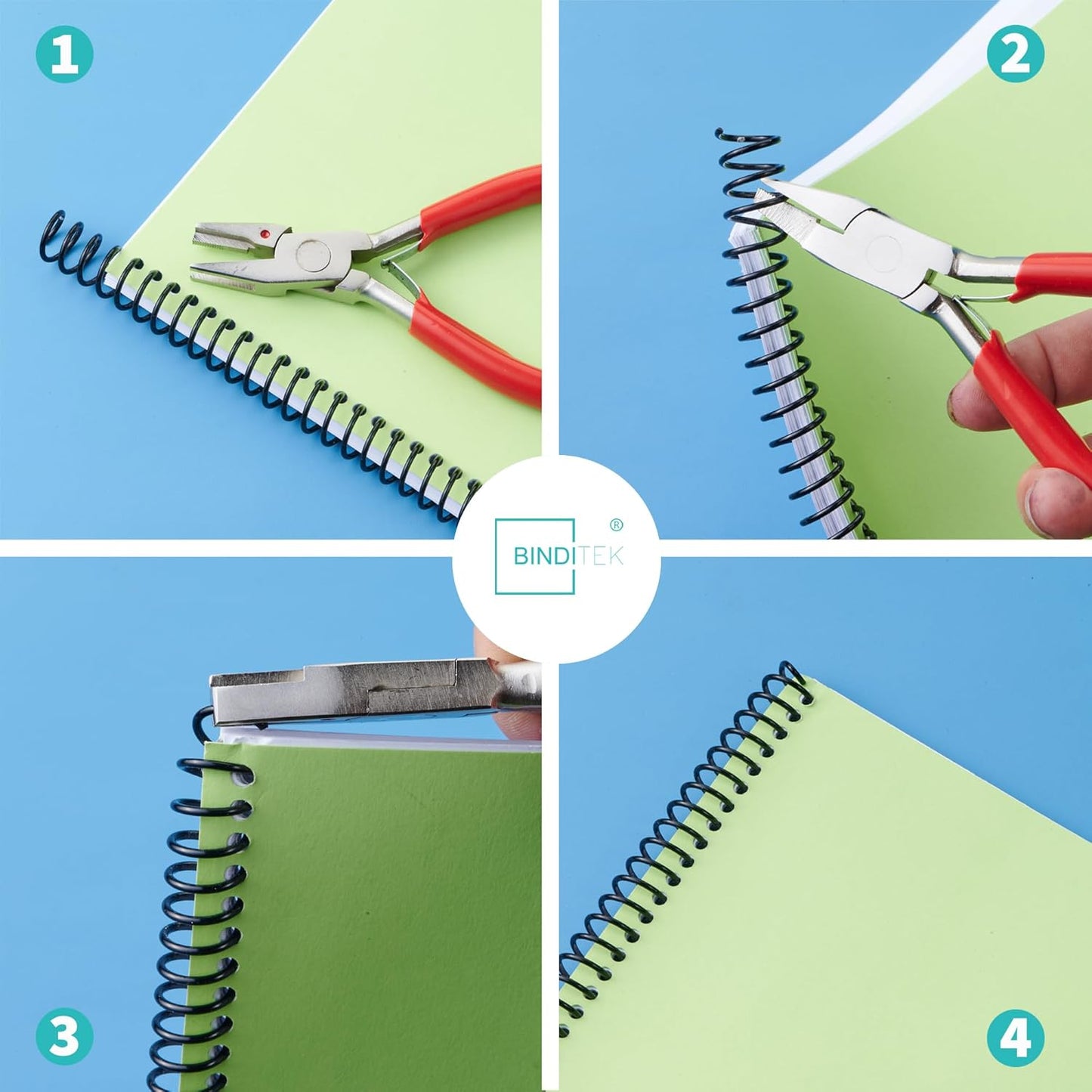 Binditek 50 Pack Plastic Spiral Binding Coils, 14mm(9/16"), 115 Sheet Capacity, 4:1 Pitch, Black, 48 Loops, for Letter Size, for Students and Coworkers