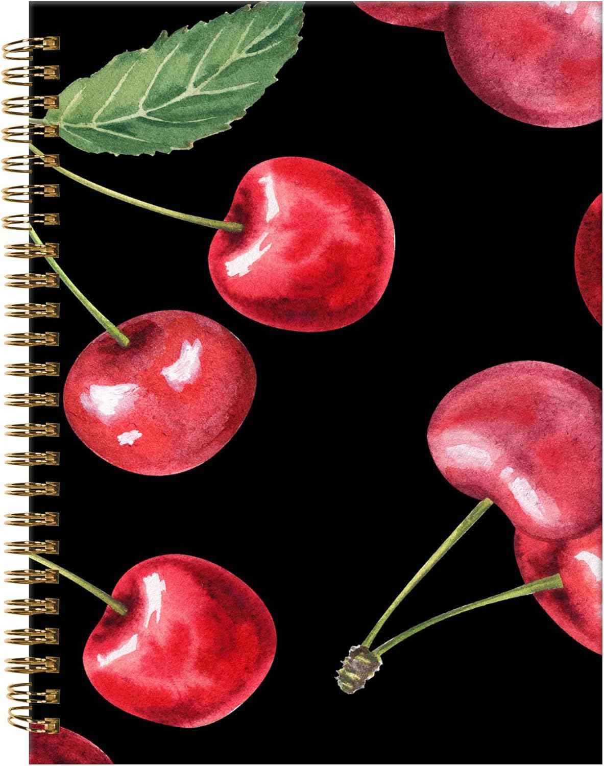 Spiral Journal Notebook,A5 Hardcover Lined Journals for Women Girl 6 x 8.3 in,120 Pages Thick Paper,Cute College Ruled Writing Notebook for Gifts Office Work School(Watercolor Cherry Berry)