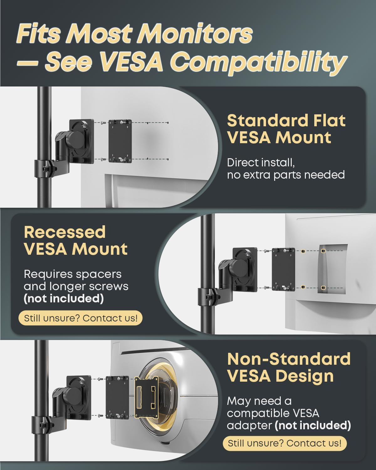 Dual Monitor-Arm Ultrawide Heavy Duty - 24-57 inch Vertical Dual Monitor Mount, Adjustable Stacked Double Monitor Desk Mount Stand, Max Load 59.4 lbs (per Arm), VESA 75/100 mm, Black