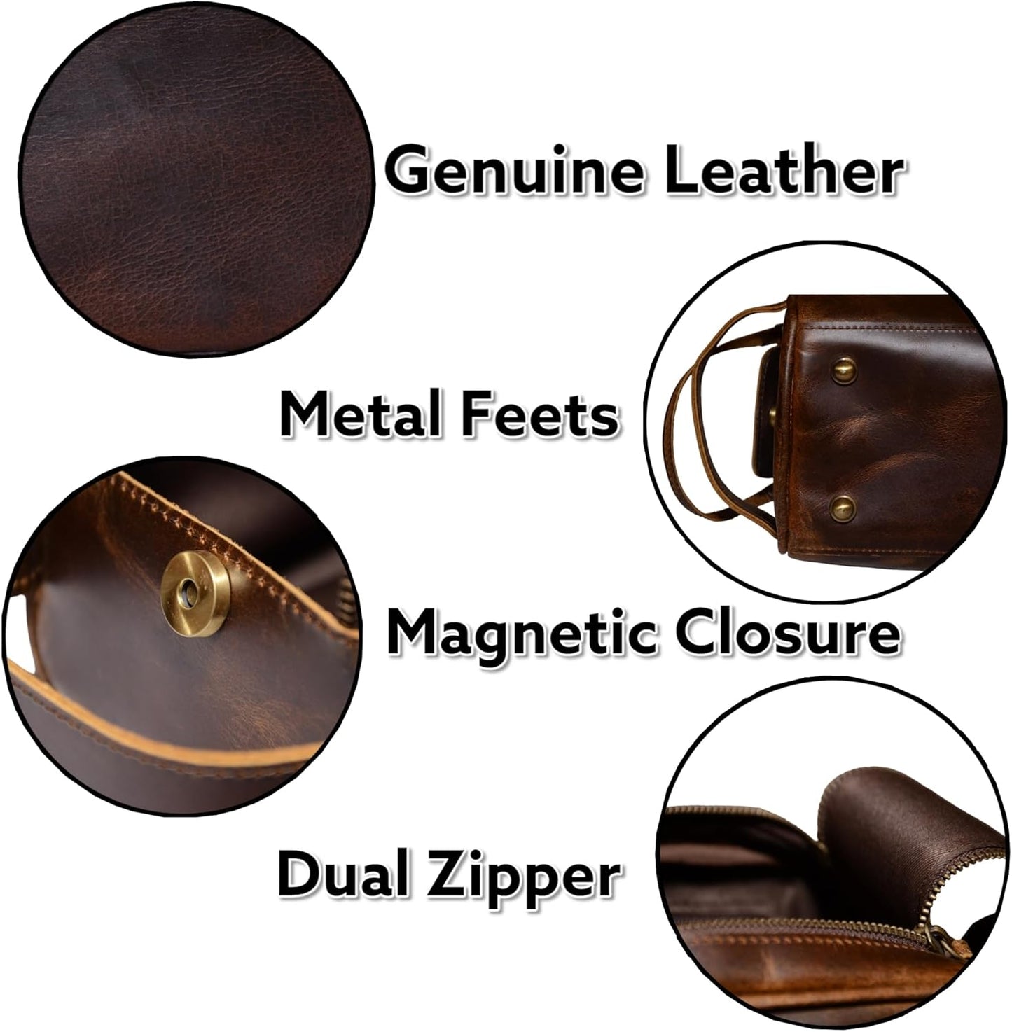 Leather Toiletry Bag Travel Pouch Unisex Kit With Shaving kit Accessories 3 Leather items :Shaving Brush Case,Razor Protective Travel Case (Combo of 4 Items)