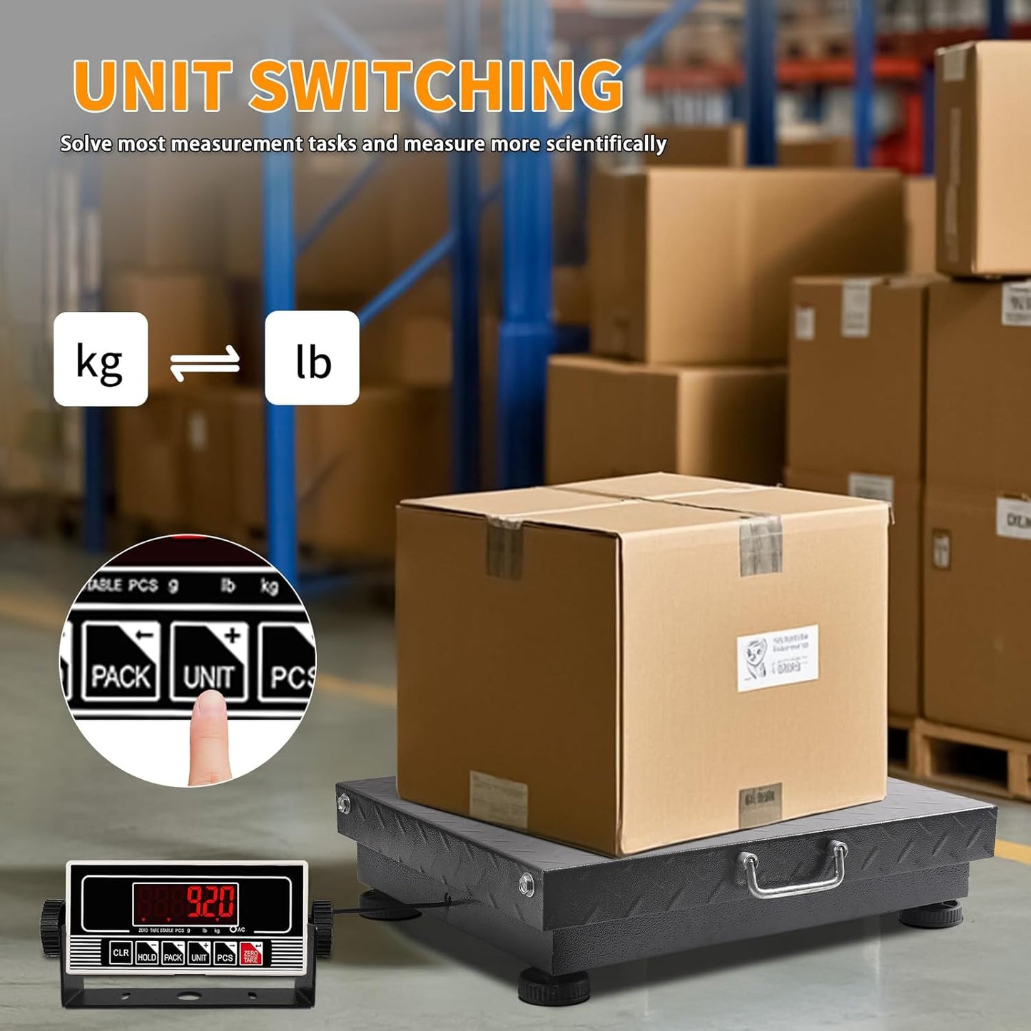 660lbs Heavy Duty Postal Scale with Steel, Ultra Durable Large Verstile Digital Shipping Scale, Scale for Packages/Pets/Luggage/Warehouse/Office/Orchard/Body Weight/Home/Commerce/Industry