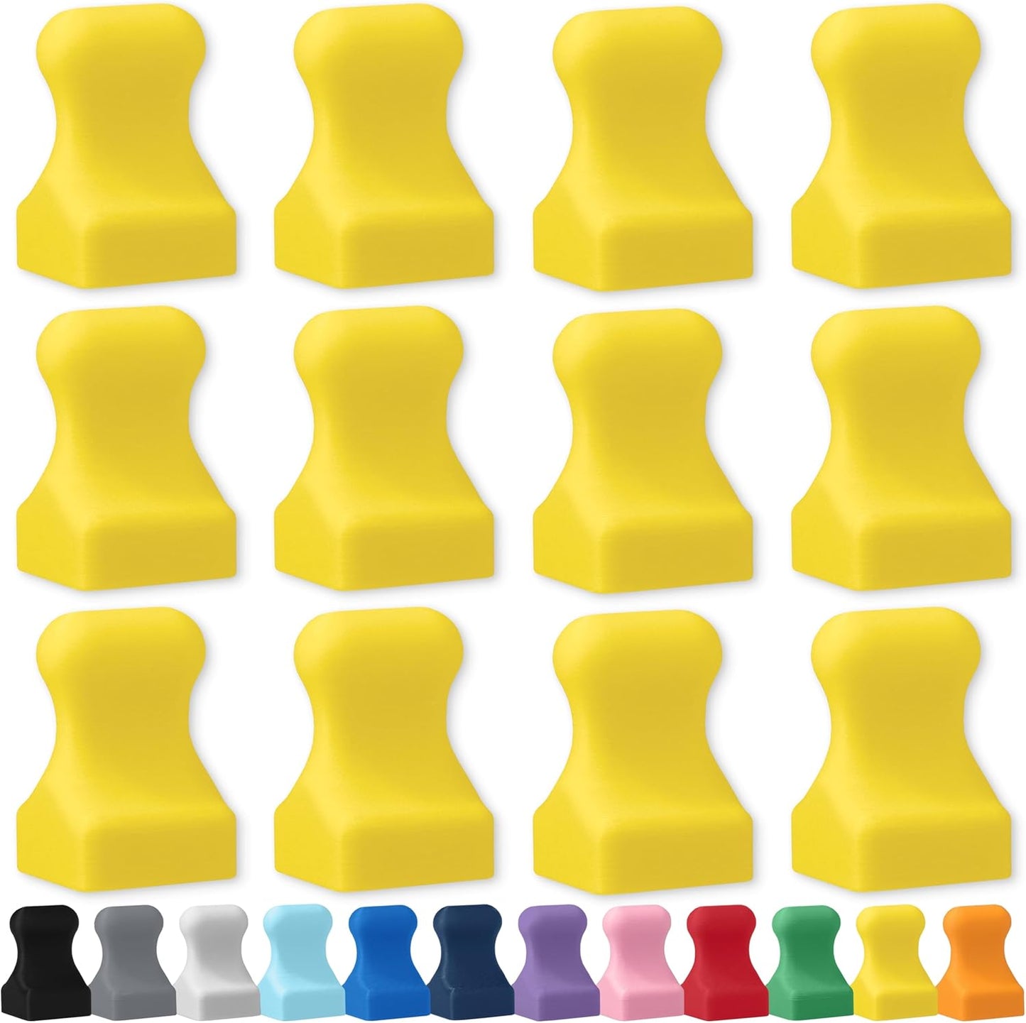 Glassboard Studio MiniPawn Magnet - Strong Neodymium Rare Earth Magnets for Fridge, Whiteboard, Locker & Magnetic Glassboards - Crafting & Office Use - Strong Fridge Magnets (Sunshine Yellow, 12)