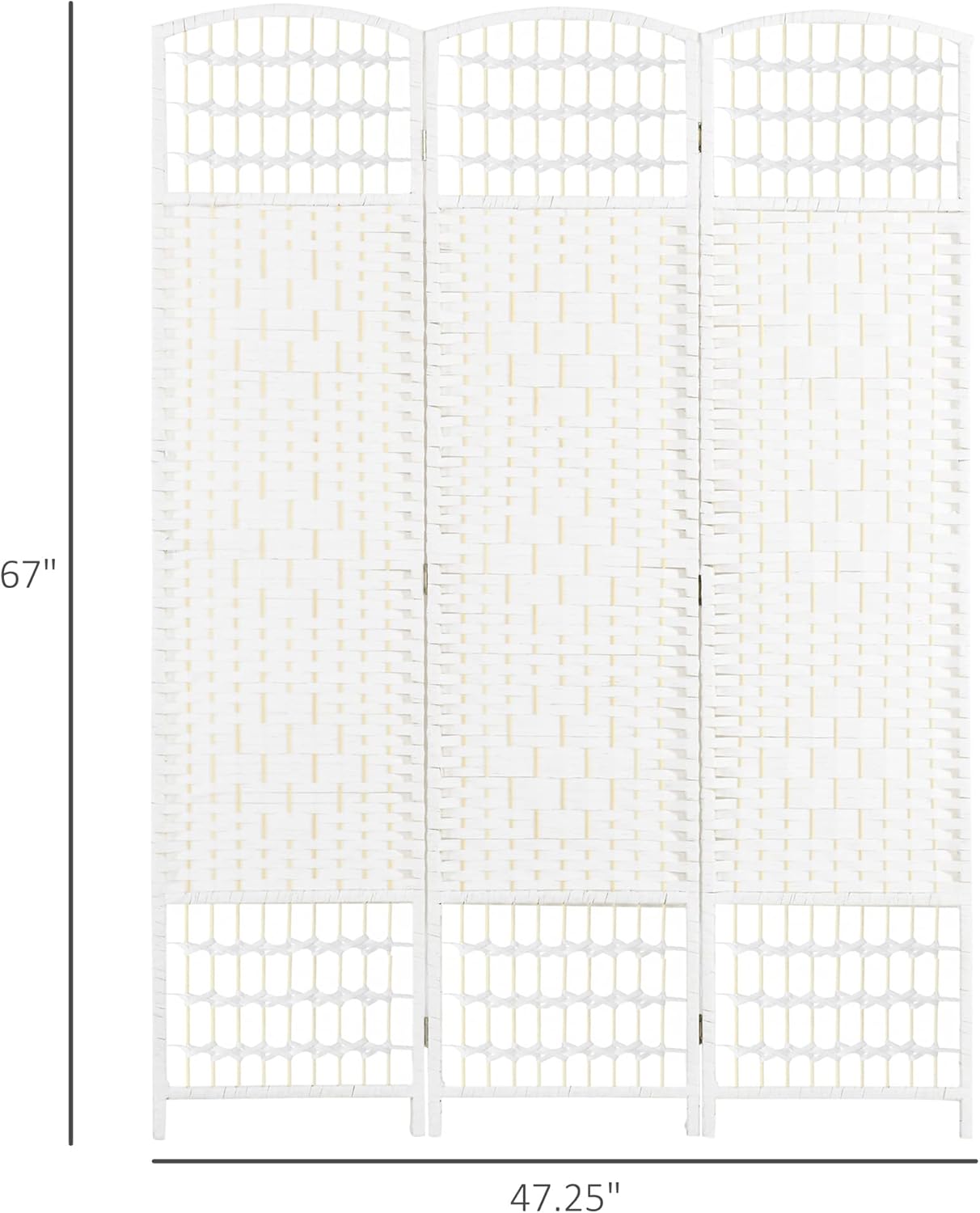 NicBex Room Divider 3 Panel Room Dividers with Woven Paper Design Partition Room Dividers and Folding Privacy Screens 5.6 FT Wall Divider for Office, Room Separation,47.25" W x 0.5" D x 67" H, White - Lumora Desk