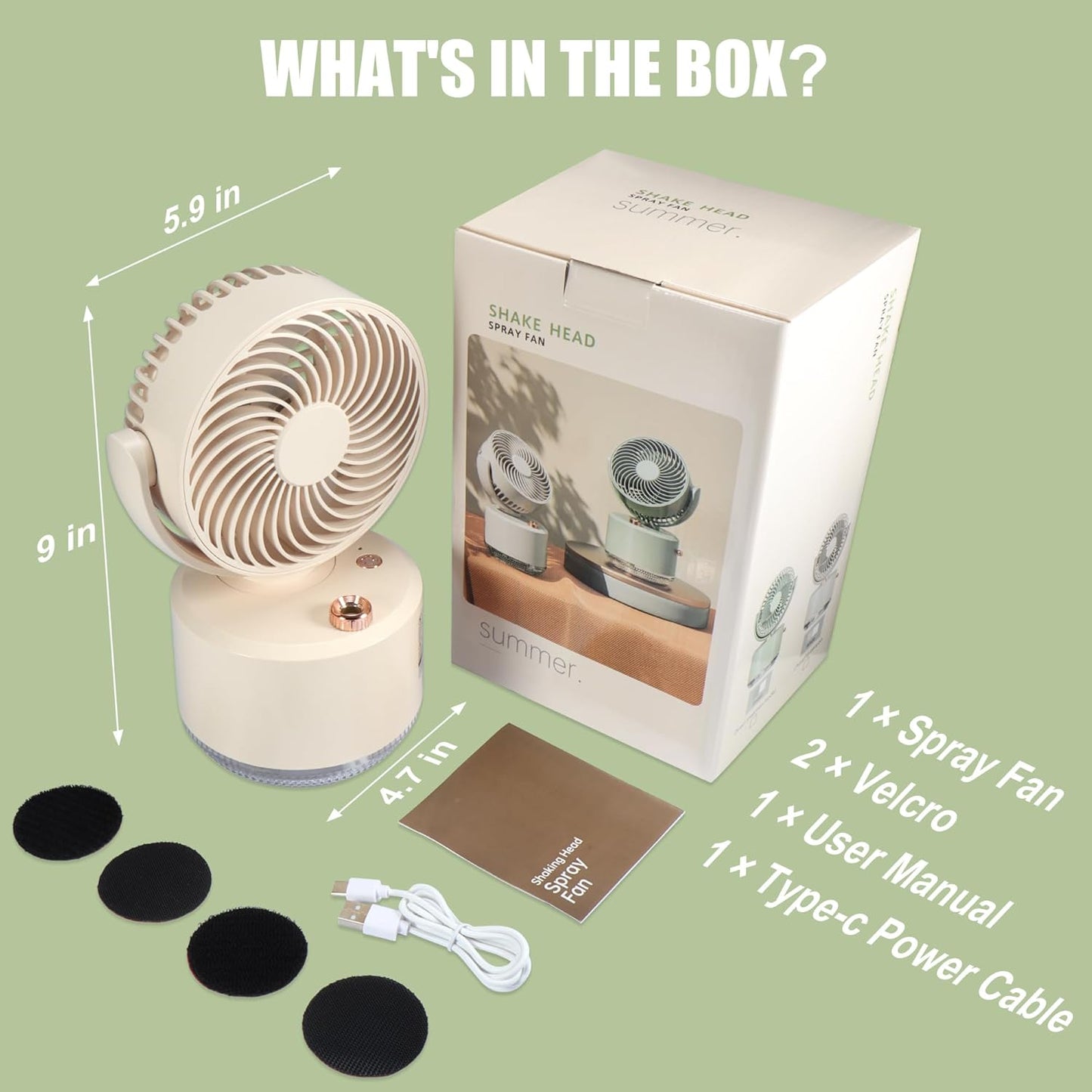 Portable Car Fan, Mist Air Cooler Spray Car Cooling Fan 3 Speeds Ultra-Quiet Mini Table Desk Fans Air Humidifier With RGB Light, USB Rechargeable Fans for SUV RV Vehicles Home Office Camping Gift