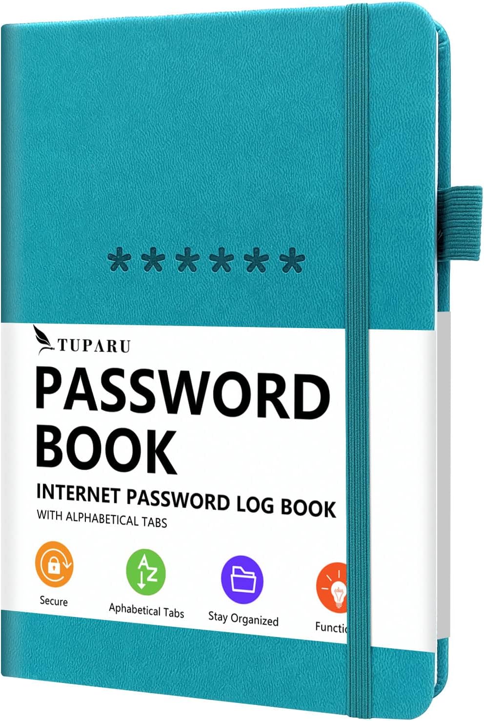 Password Book with Alphabetical Tabs – Hardcover Internet Address & Password Organizer – Password Keeper Notebook for Computer & Website – 5.2 x 7.6" Log-in Password Journal w/Thick Paper (Turquoise)