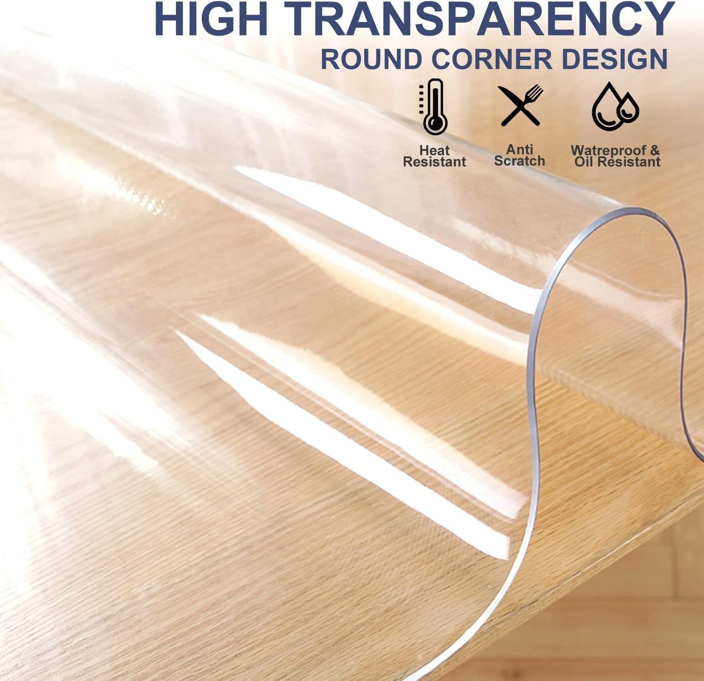 Clear PVC Table Protector Non-slip Desk Cover Mat Transparent Wood Table Mat Waterproof Table Pad Plastic Desk Protector for Writing Desk TV Bench Sofa Table Vanity Protector Mat 18x28" 1.5mm Thick