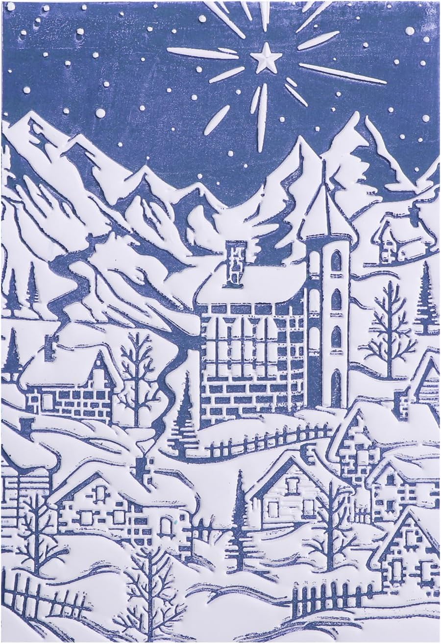 BAOFALI 3D Embossing Folder for Card Making,Snow Mountain, Castle Plastic Texture Fades Embossing Folder Template for Scrapbooking and Other Paper Craft Album Stamps DIY Decoration 6.3" L x 4.5" W