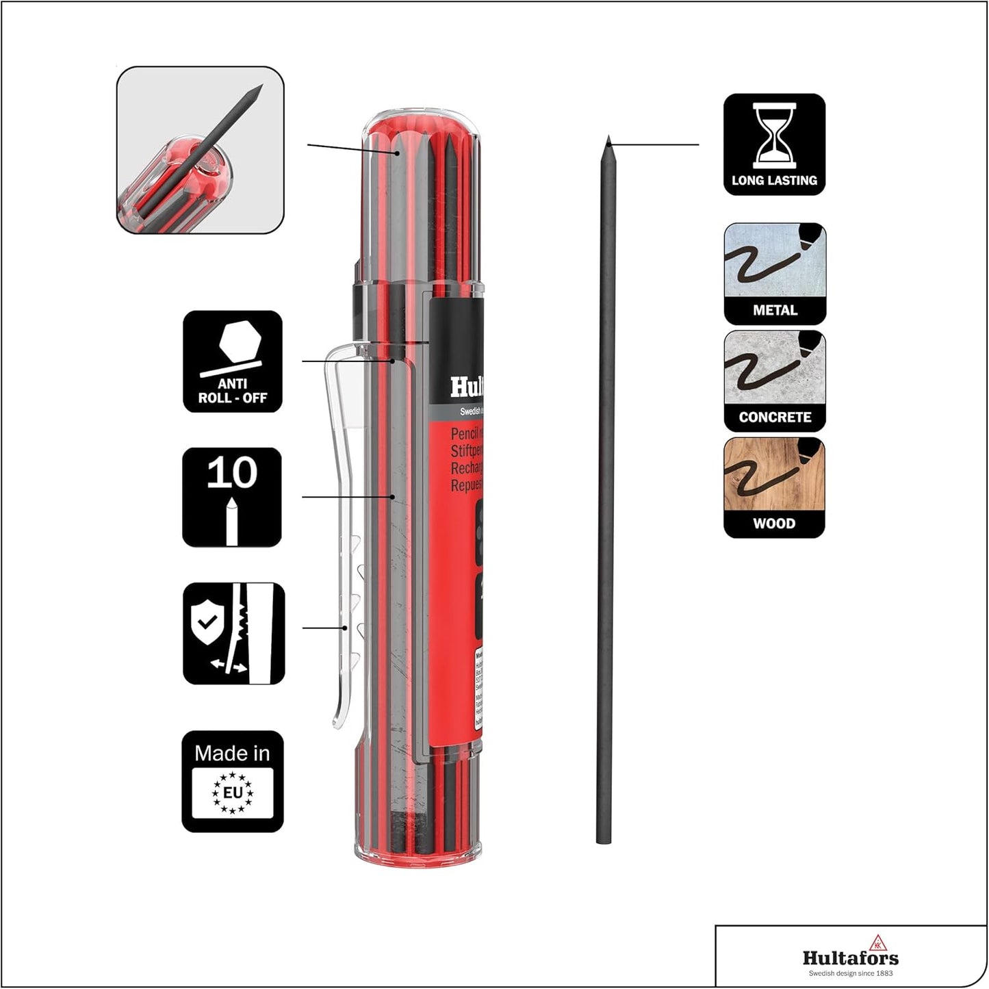 Hultafors Tools 650110 Dry Marker Refills HRD G*, Graphit
