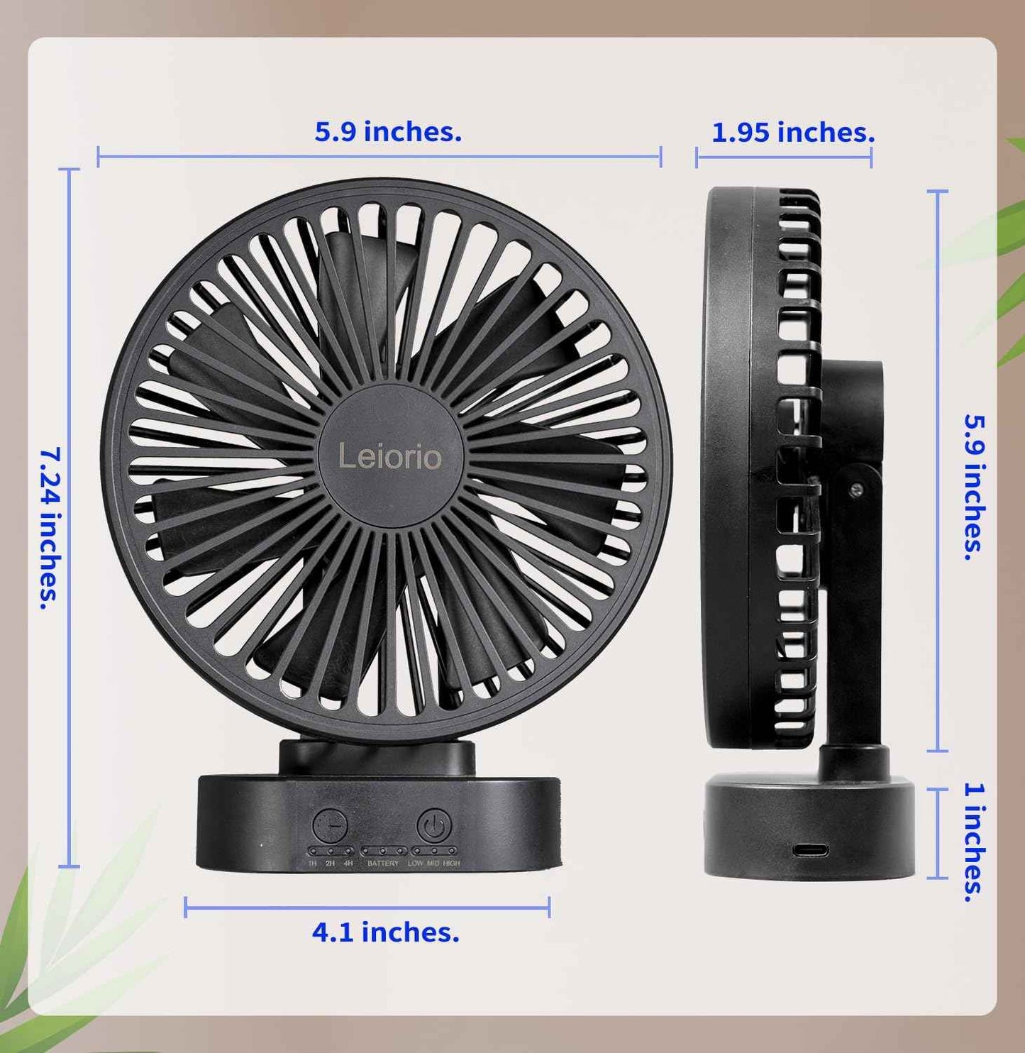Small Fan Rechargeable,3 Speed Timable Cruise Fan with 90° Head Rotation,Portable Fans for Indoor,Outdoor,Travel,Office,Energy Efficient Ultra Usage Time Quiet Fans