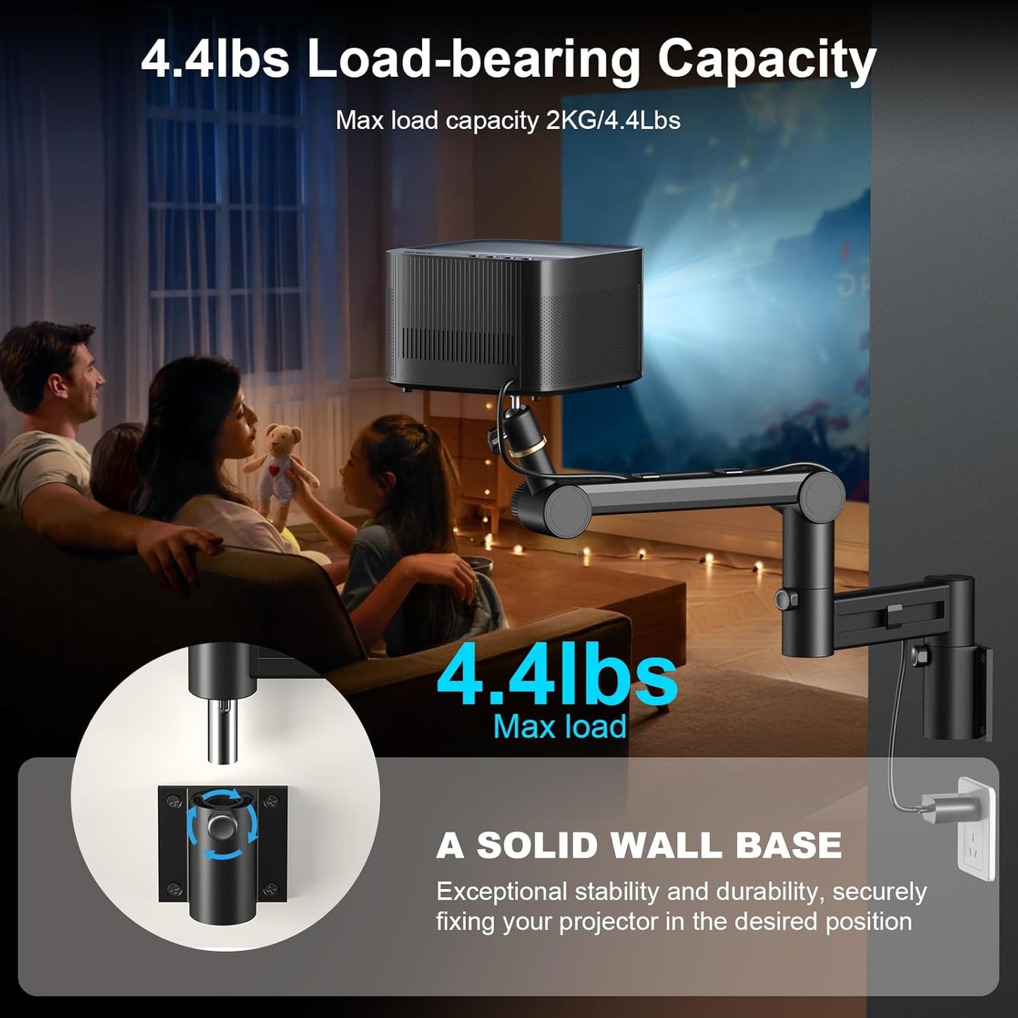 Aokeo Projector Wall Mount, 360° Adjustable Projector Stand Wall Mount for Cameras,projectors,VCRs,CCTV