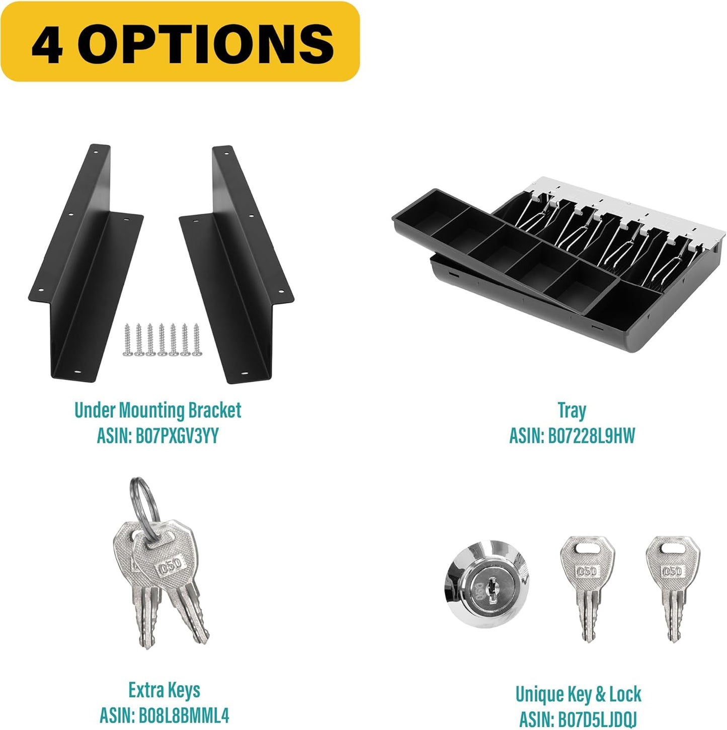 HK SYSTEMS 13inch "Stainless Steel" Front WHITE Heavy Duty POS Interface Cash Drawer with 4Bill/5Coin