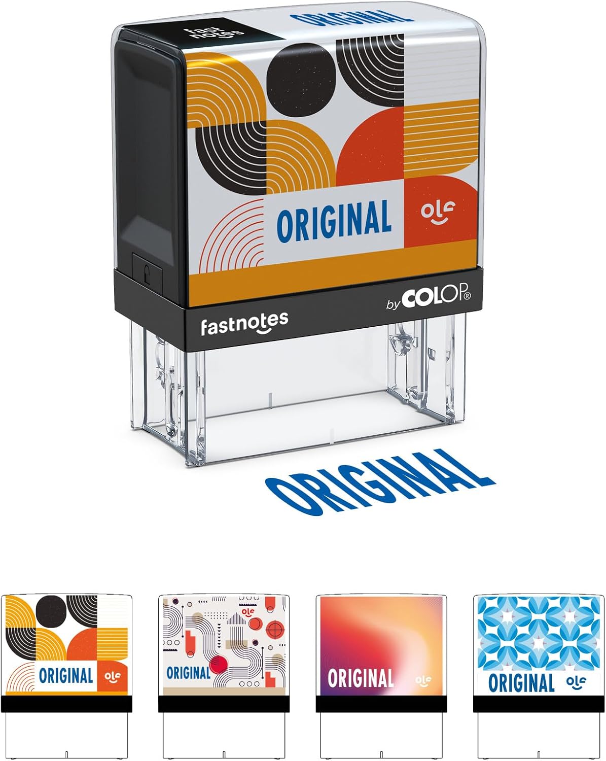 Fastnotes Original Self-Inking Rubber Stamp by COLOP - Great for Office Documents, Notary, Warehouse, Accounting Paperwork, Business, and Legal Documentation - Blue Ink (Original- Blue)