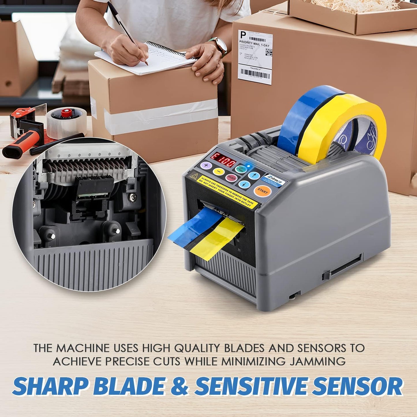 Automatic Tape Dispenser, Electric Ribbon Cutting Machine, Upgraded Silicone Wheel for 6-60mm Width Tape/Ribbon, Max. Cutting Length 999mm, 110V, Unsuitable for Elastic Ribbons