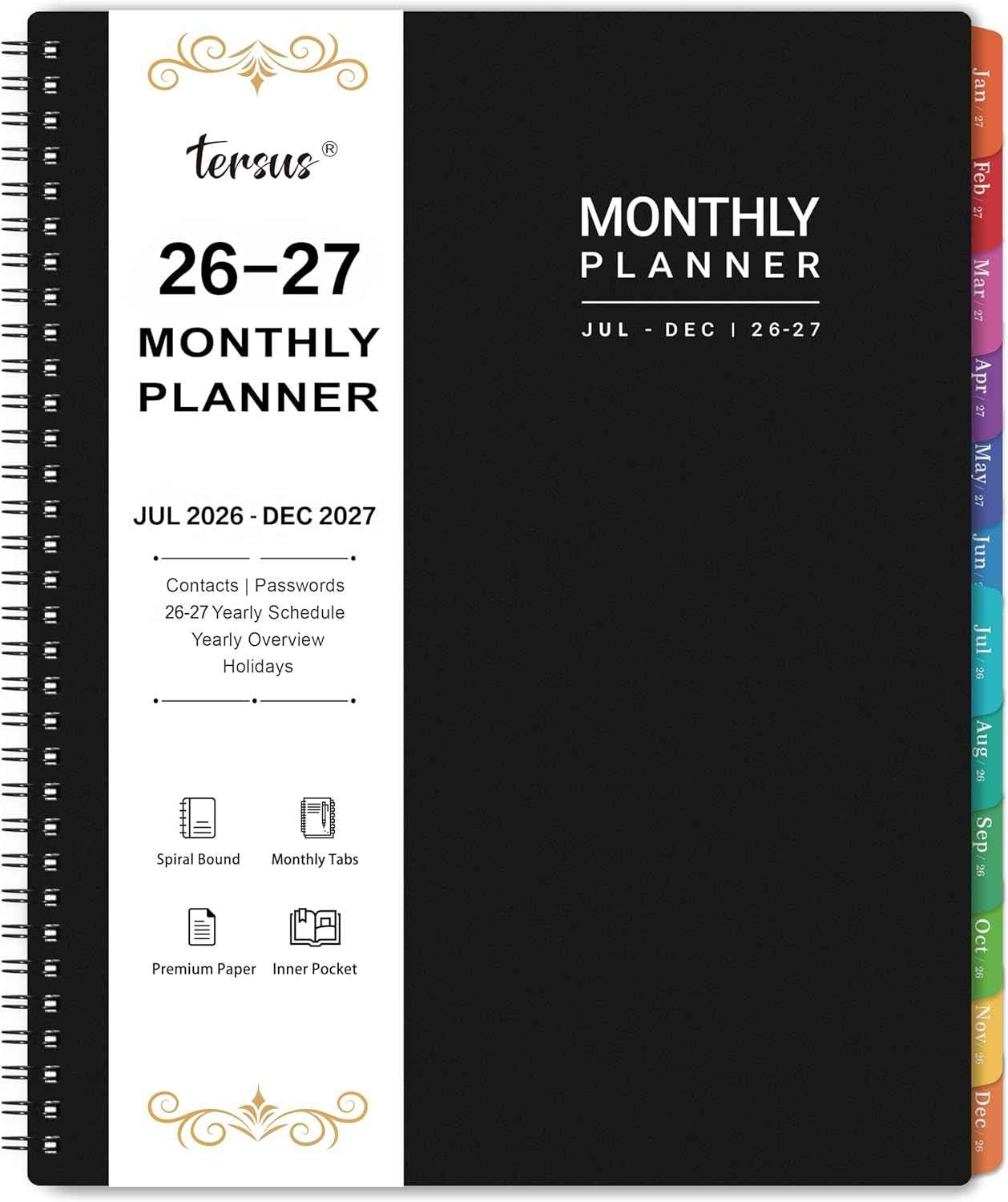 2026-2027 Monthly Planner - Jul 2026 - Dec 2027, 8.9" x 11.1", 18 Months Planner Calendar 2026-2027, Colorful Monthly Tabs, Suitable for School & Work