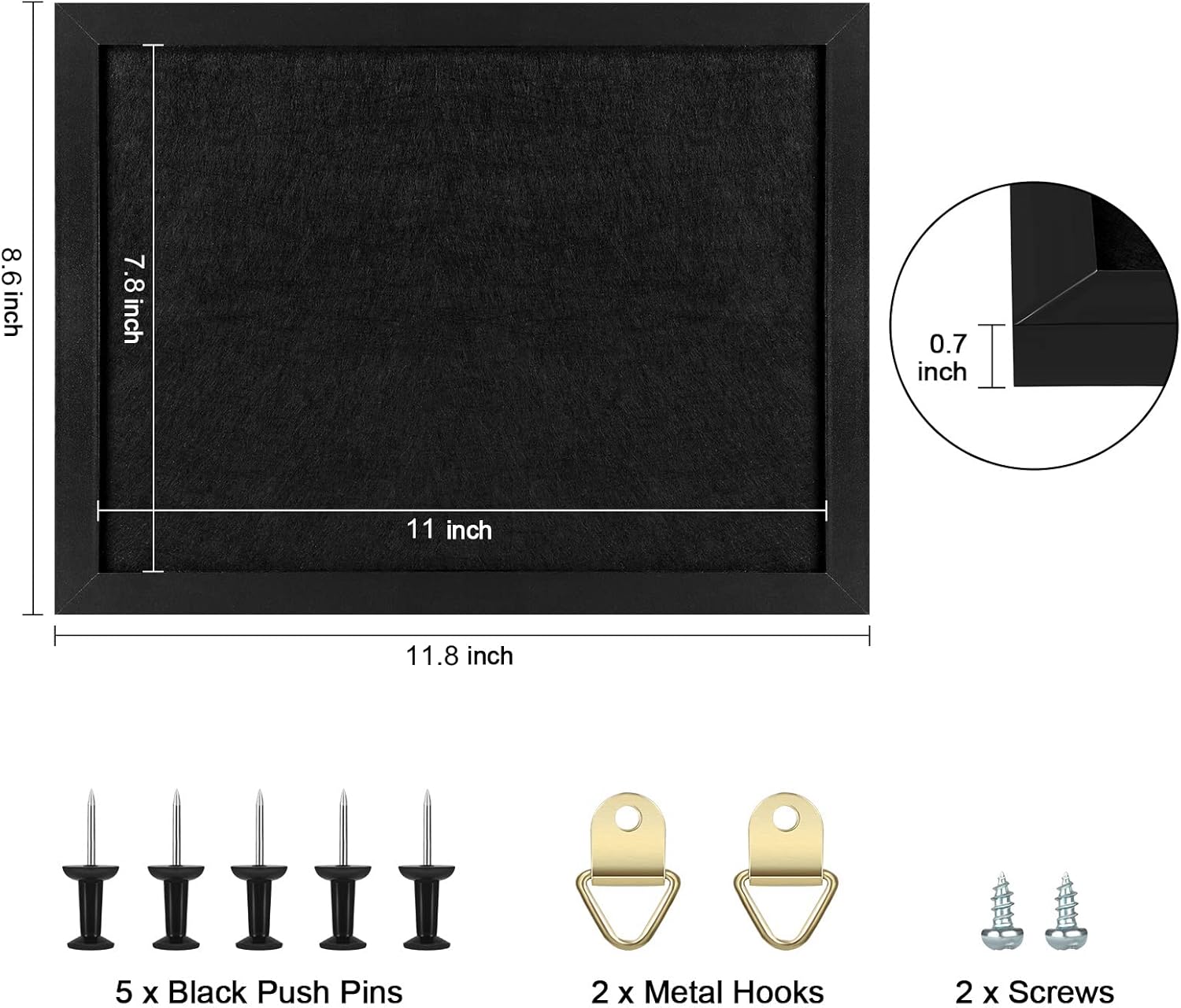 TORASO Cork Board Bulletin Board, 11" X 8" Cork Boards for Walls with Pins, Eye Bolts, gaskets, Screws, Pin Board for Office, School and Home (BK,22 * 30cm,1P) - Lumora Desk