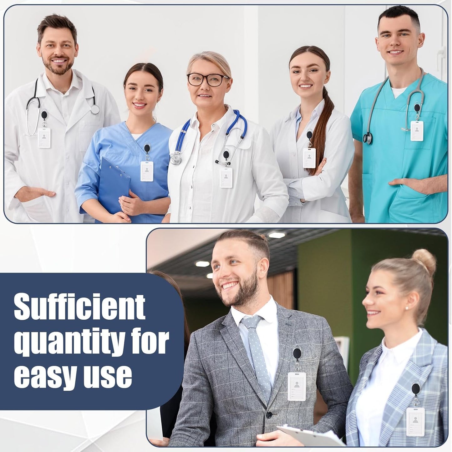 Laumoi 180 Packs Retractable ID Badge Holder Name ID Badge Reel Clips Keychain with Belt Clip and Key Ring for Office Worker Doctor Nurse Employee (Black)