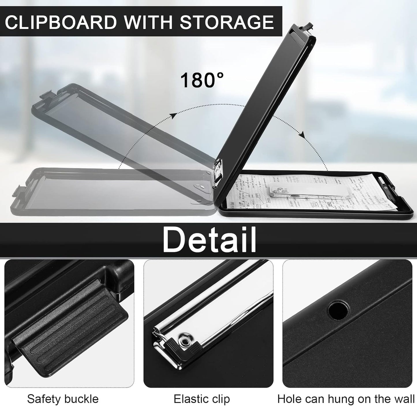 15 Pcs Clipboard with Storage Plastic Nursing Clipboard 9.5 x 13.5 Inch with Low Profile Clip Foldable Clip Board with Storage for Home Office Back to School Supplies