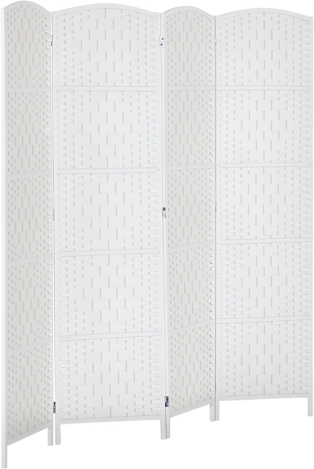 HOMCOM Room Divider, 4 Panel Folding Privacy Screen, 6FT Tall Portable Wicker Weave Partition Wall Divider for Bedroom, Home Office, White - Lumora Desk