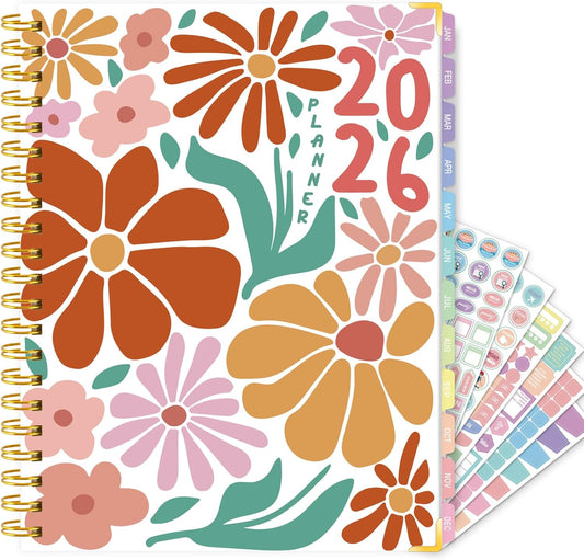 GuassLee Planner 2026 Daily Weekly and Monthly - Large A4 Planner from January 2026-December 2026, 8.8"x11.4" Aesthetic Teacher Student Agenda Book with Back Pocket, Stickers, Coated Tabs, A4 Size