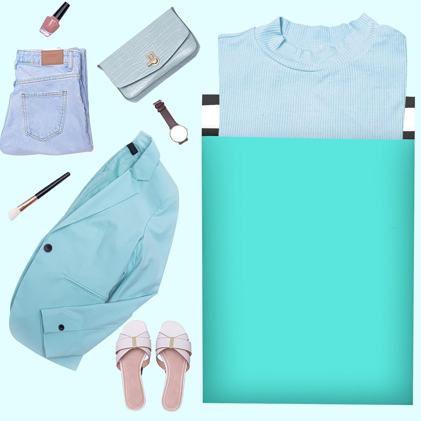 Large Poly Mailers 19x24 Inch 100 Pack, Shipping Bags for Clothing with Self-Sealing Tear-Resistant, Waterproof Poly Bags, Mailing Envelopes for Small Business (Teal)