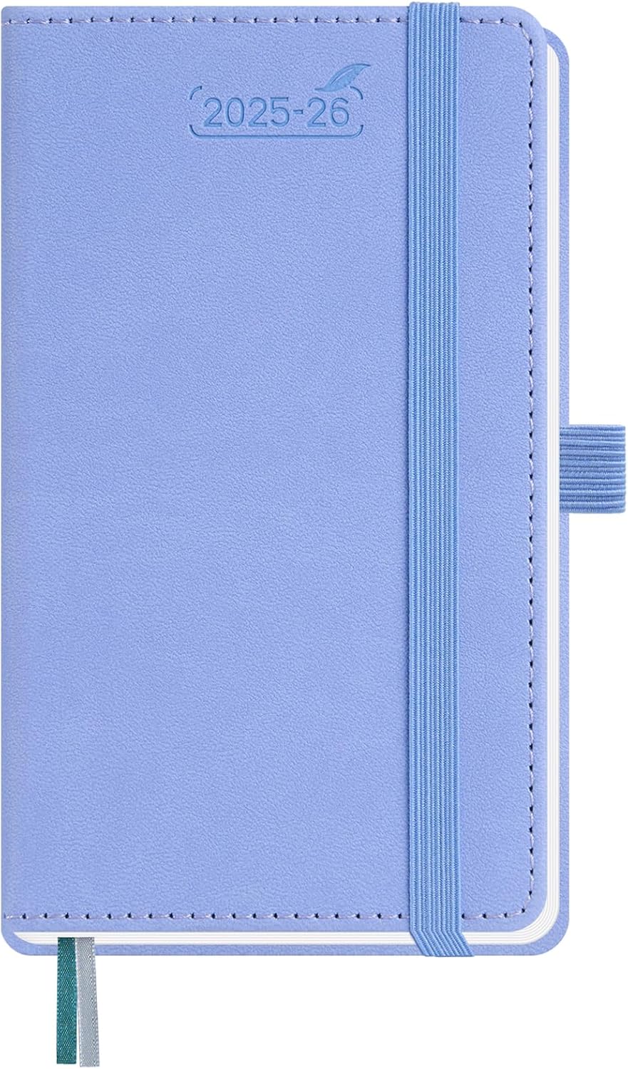 BEZEND Pocket Planner 2025-2026 Weekly and Monthly, 3.5" x 6" Academic Planner (Jul 25-Dec 26) 18-Month Mid-Year Calendar Book, Storage Pocket, Pen Holder, PU Leather Hardcover - Cornflower