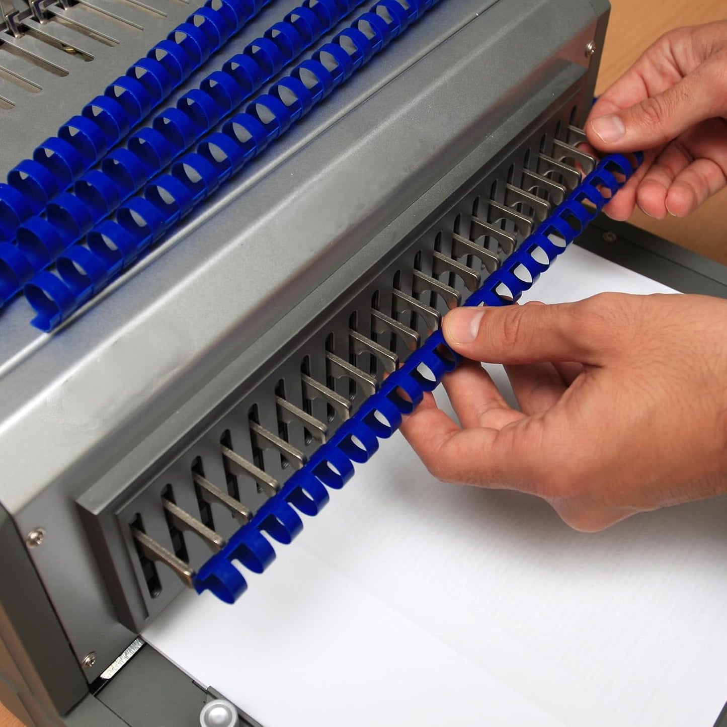 PATIKIL 10mm (3/8") Plastic Binding Combs, 100 Pcs 21 Rings Comb Binding Spines 60 Sheet Capacity Letter Size for Binding Paper Sheets, Blue
