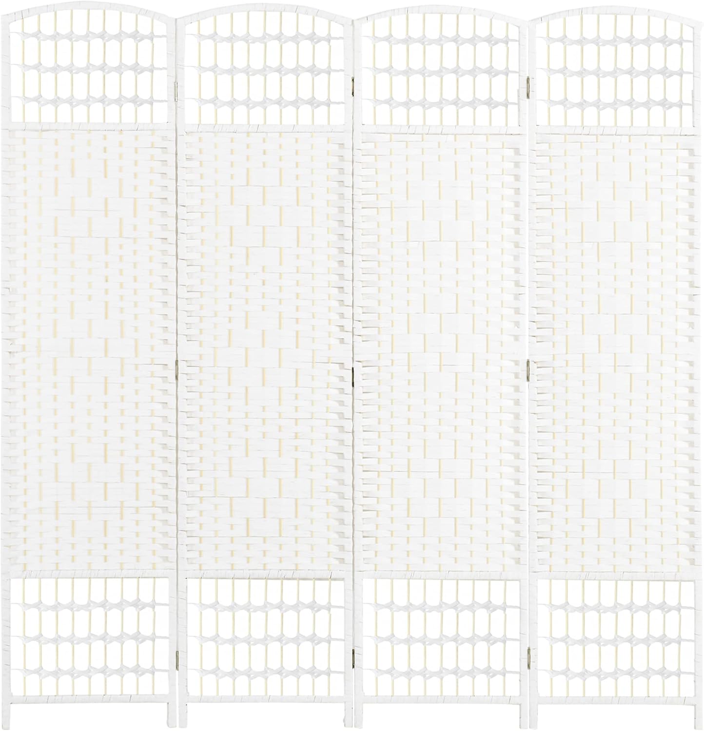 NicBex Room Divider 4 Panel Room Dividers with Woven Paper Design Partition Room Dividers and Folding Privacy Screens 5.6 FT Wall Divider for Office, Room Separation,63.6" W x 0.5" D x 67" H, White - Lumora Desk