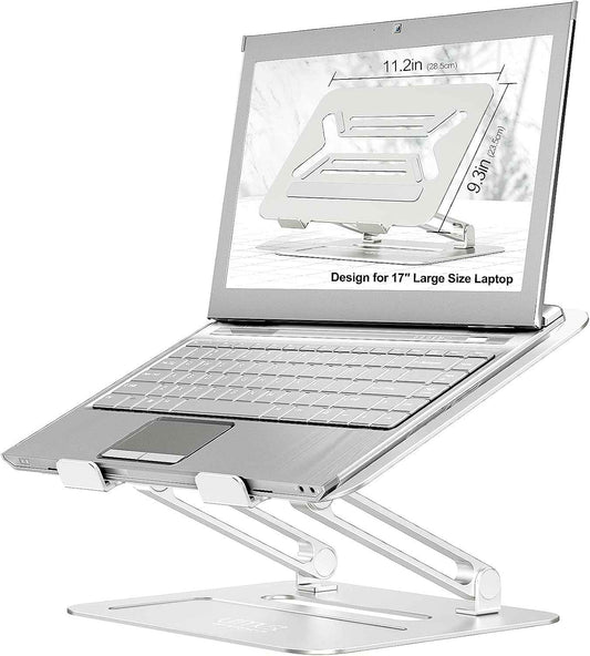 Urmust Adjustable Laptop Stand for Desk Aluminum Computer Stand for Laptop Riser Holder Notebook Stand Compatible with MacBook Air Pro Ultrabook All Laptops 11-17 inch (Silver)