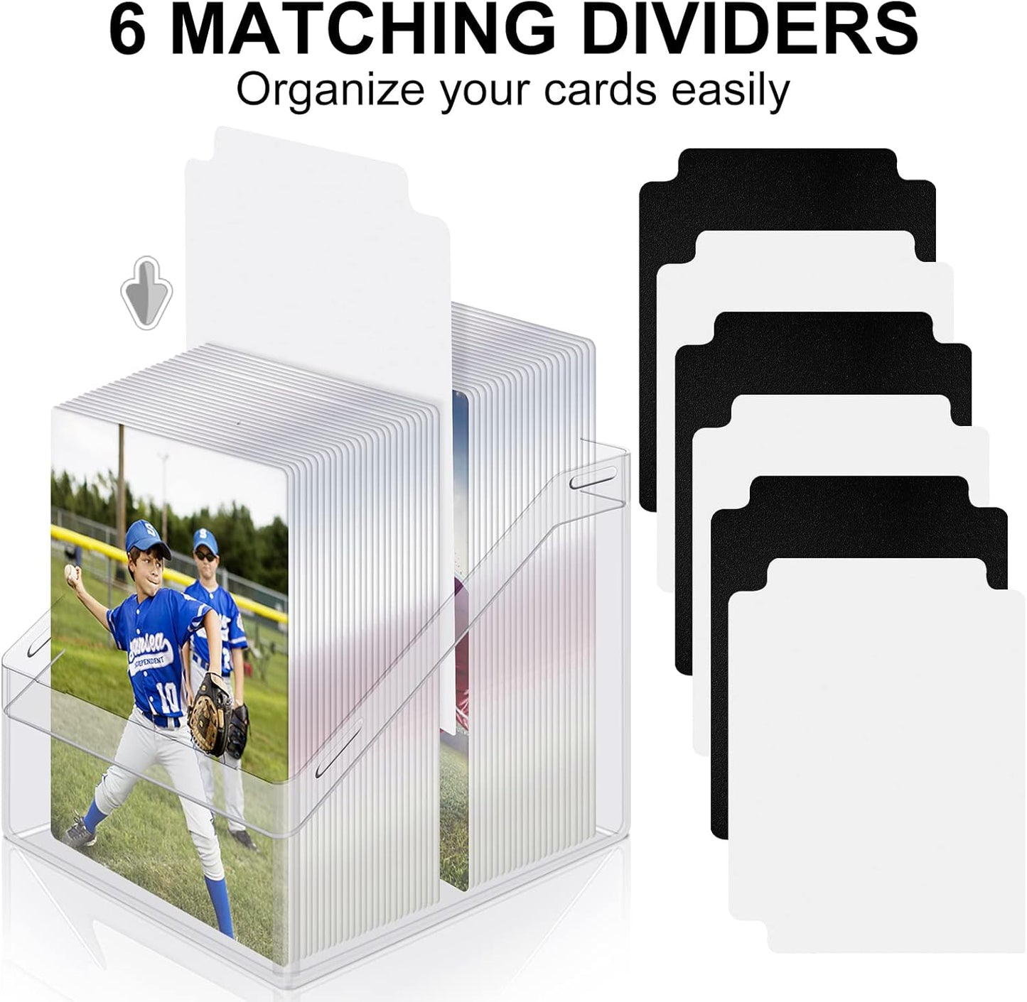 Mlikero Card Deck Cases, 6 Pack Acrylic Commander Deck Box Holding 100+ Sleeved Cards with 6 Dividers, Sturdy Card Storage Box Fit for MTG, TCG, Sports Cards (Clear&Black)