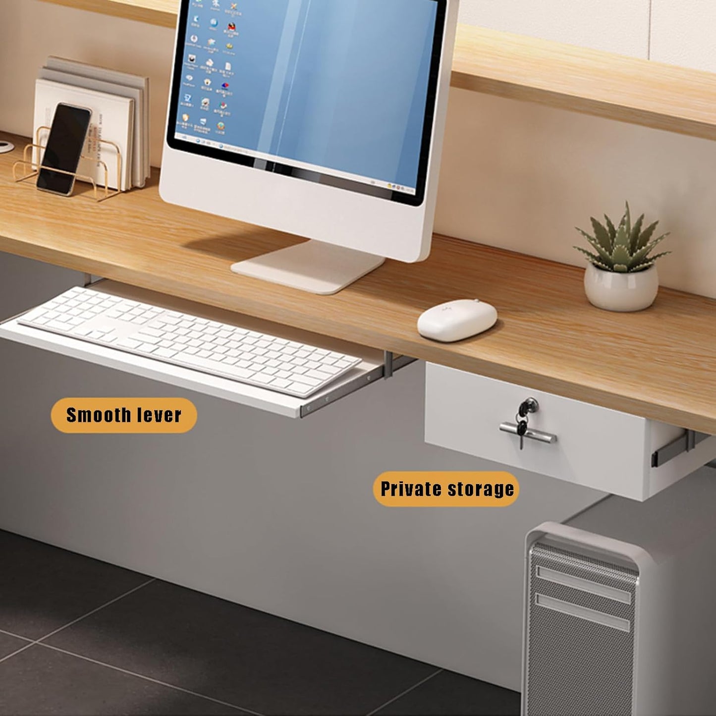 Reception Counter Desk, Front Counter Desk with Lockable Drawers, Modern Retail Counter, Wooden Computer Desk Reception Table, for Checkout Office/Beauty Salon/Lobby C-Left