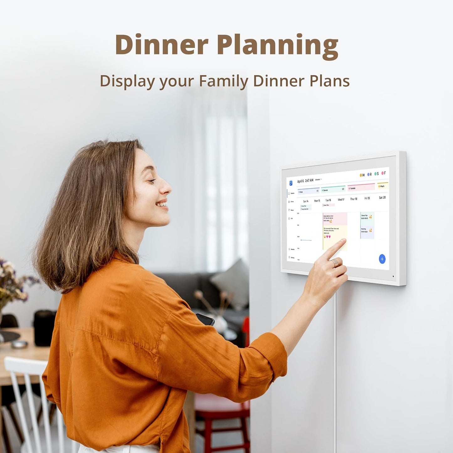 Digital Calendar 15.6" Chore Chart – 1080P Full HD Interactive Touchscreen, Smart Family Planner, Hearth Display Digital Wall & Desk Mountable for Seamless Scheduling