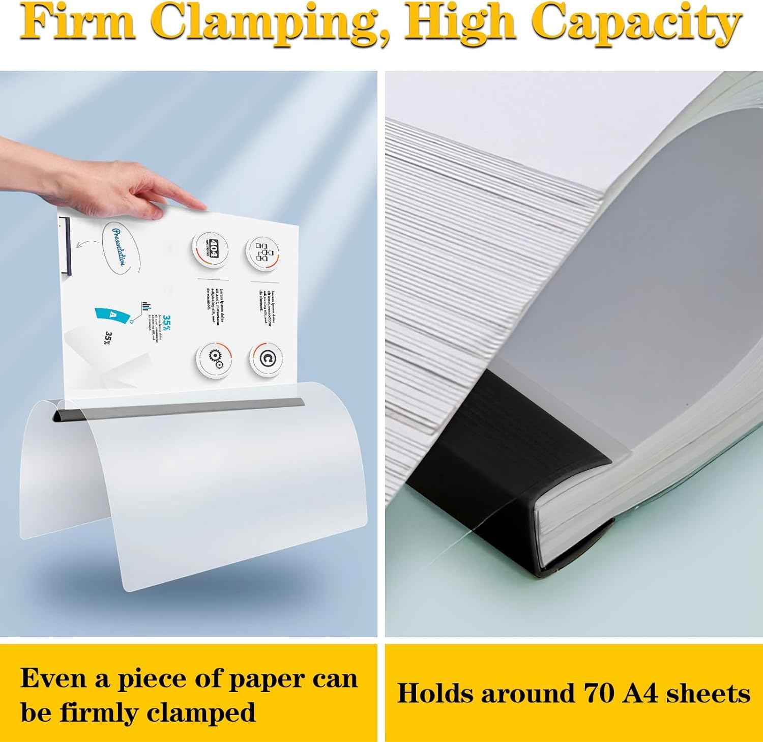 Report Covers with Sliding Bar, Clear Report Covers for A4 and Letter Size Paper, Resume Covers Presentation Folders File Document Binder for School Business, 70 Sheet Capacity