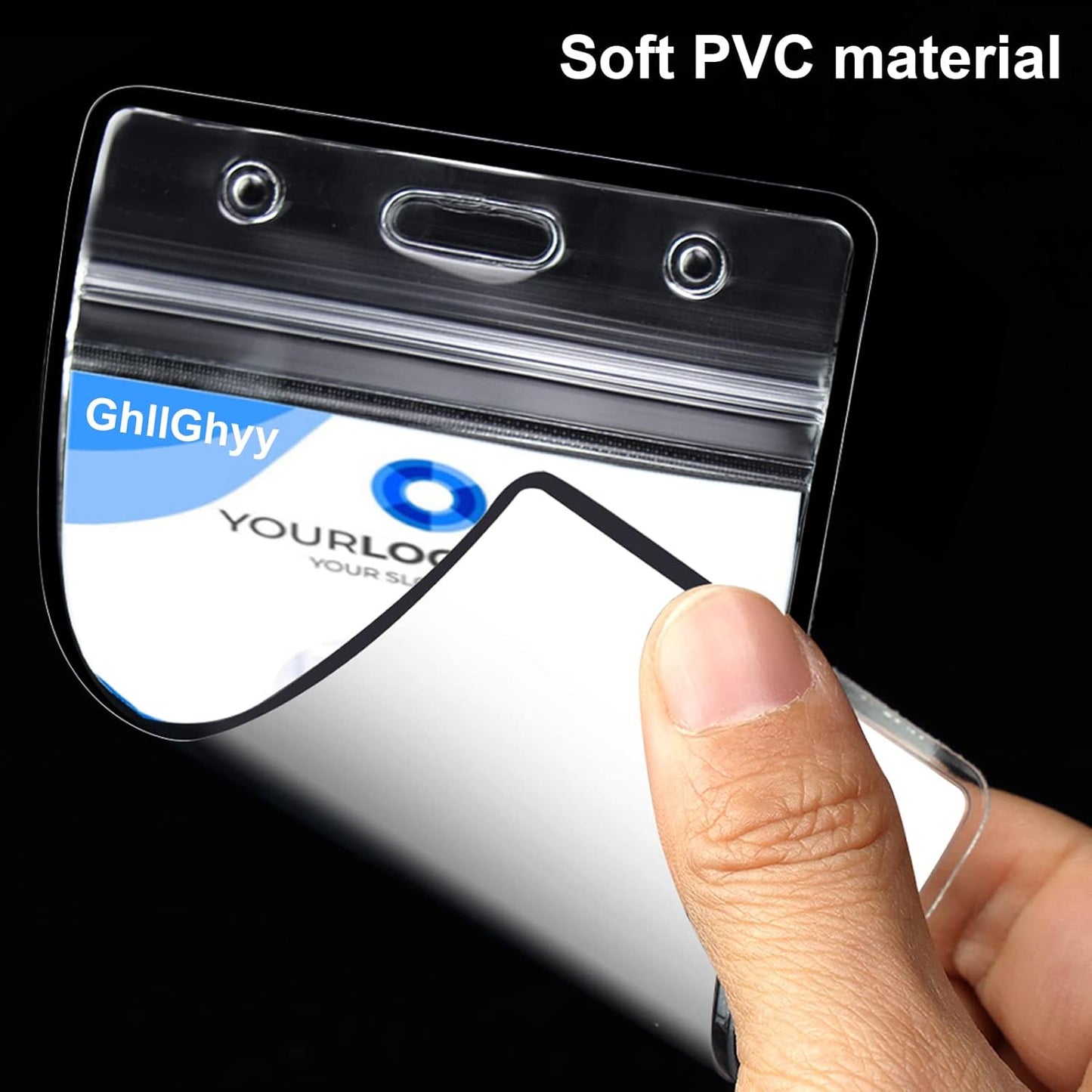 50 Pack Extra Thick Name Badge Holders, Heavy Duty & Sealable Waterproof Vertical ID Badge Holders, Durable Clear PVC Plastic Badge Sleeve for Credit Card/Shcool Work Badge/Room Key/RFID
