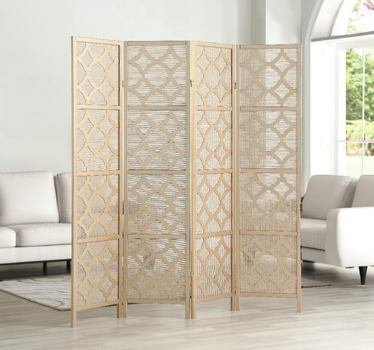 NicBex Room Divider 4 Panel Room Dividers with Quarterfoil Diamond Design Partition Room Dividers and Folding Privacy Screens Wall Divider for Home, Room Separation,69.28"W x 17.32"D x 70.31"H, Gold - Lumora Desk