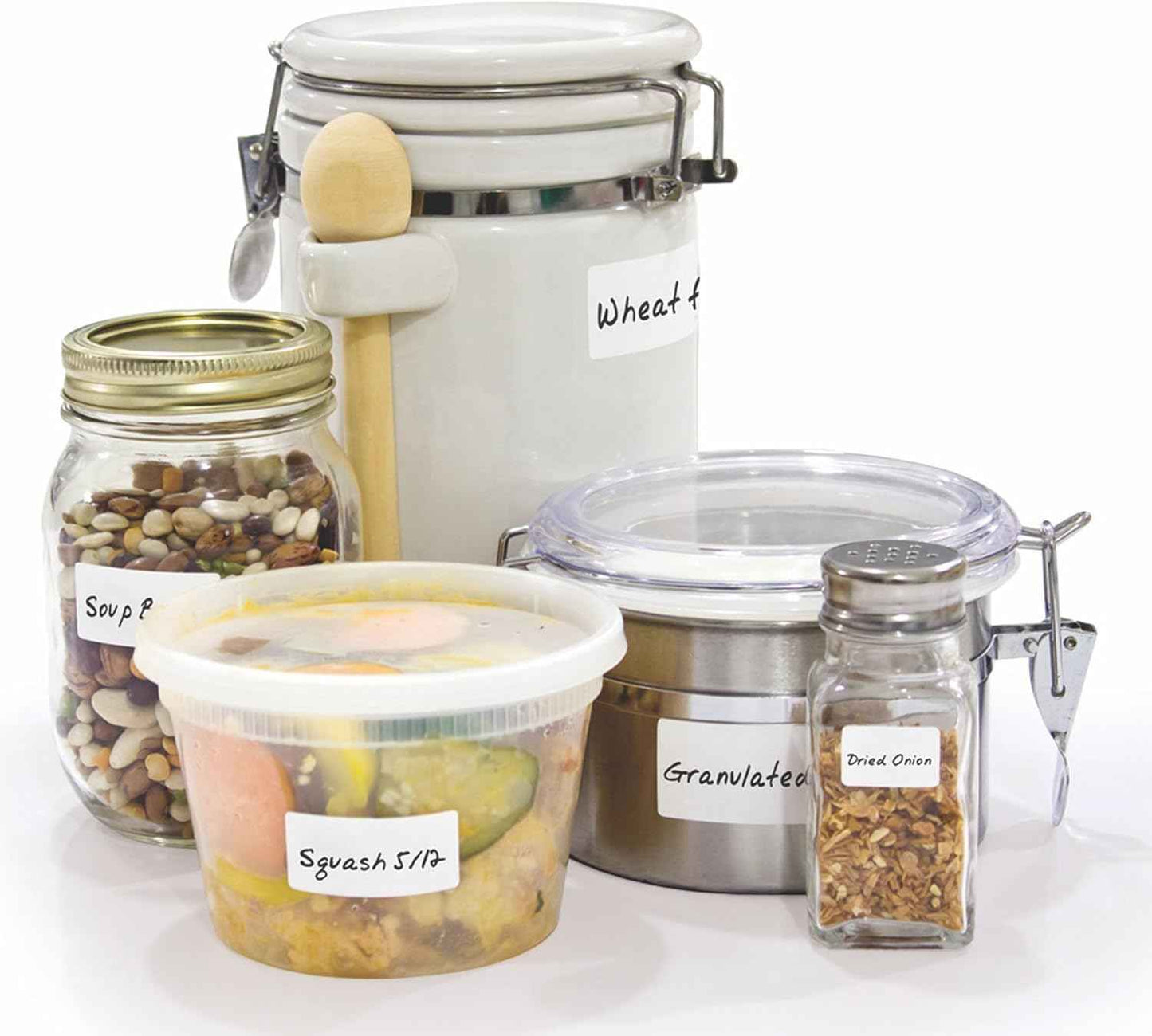 Erasable Food Labels 4-Pack Starter Kits With Pen & Erasers, Reusable Label Multi-Color, Freezer, Microwave & Dishwasher Safe Kitchen Tool for All-Purpose Meal Organization by Jokari