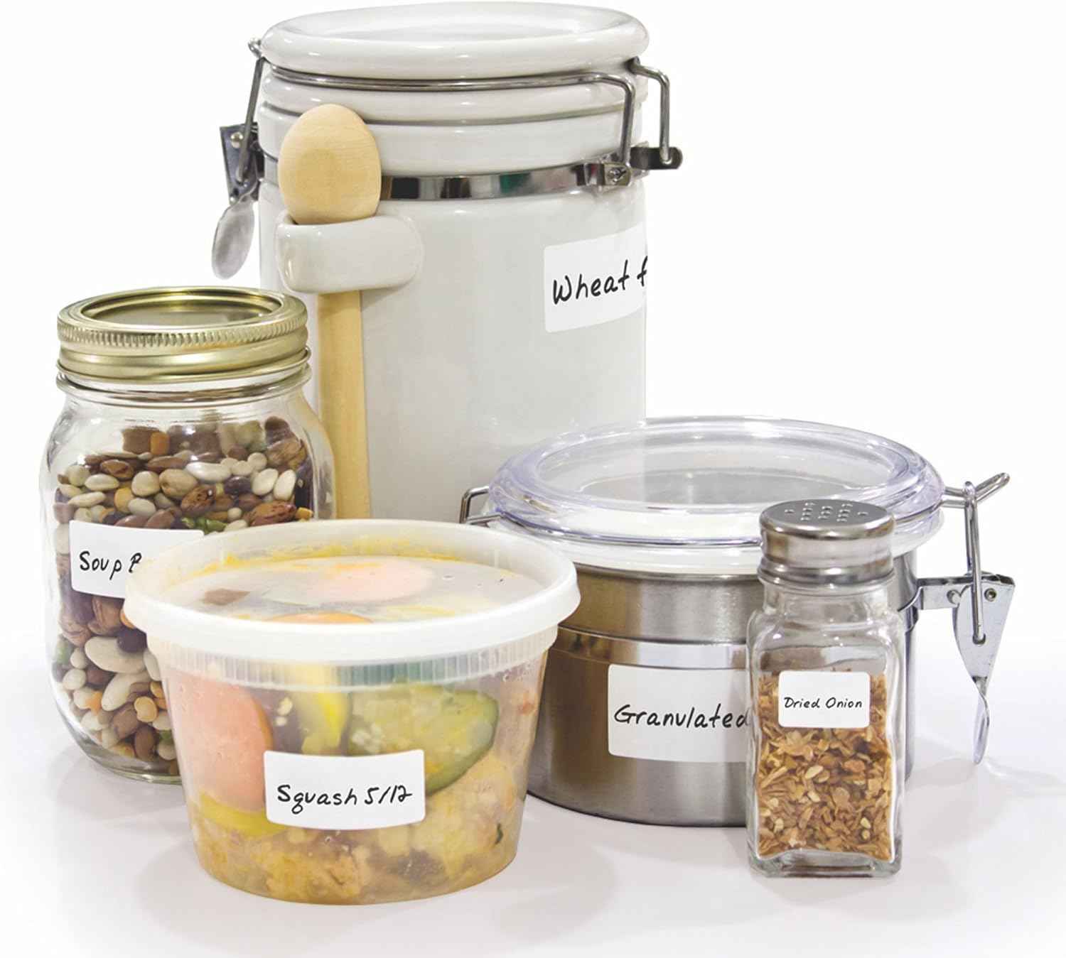 Erasable Food Labels 4-Pack Starter Kits With Pen & Erasers, Reusable Label Multi-Color, Freezer, Microwave & Dishwasher Safe Kitchen Tool for All-Purpose Meal Organization by Jokari