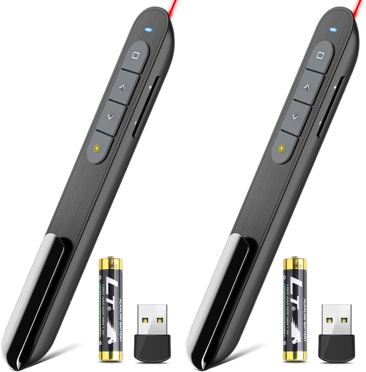 （2 Units） Wireless Presenter Remote Presentation Pointer Clicker with Hyperlink & Volume Control USB PowerPoint Slide Advancer for Mac Laptop PC Computer Keynote