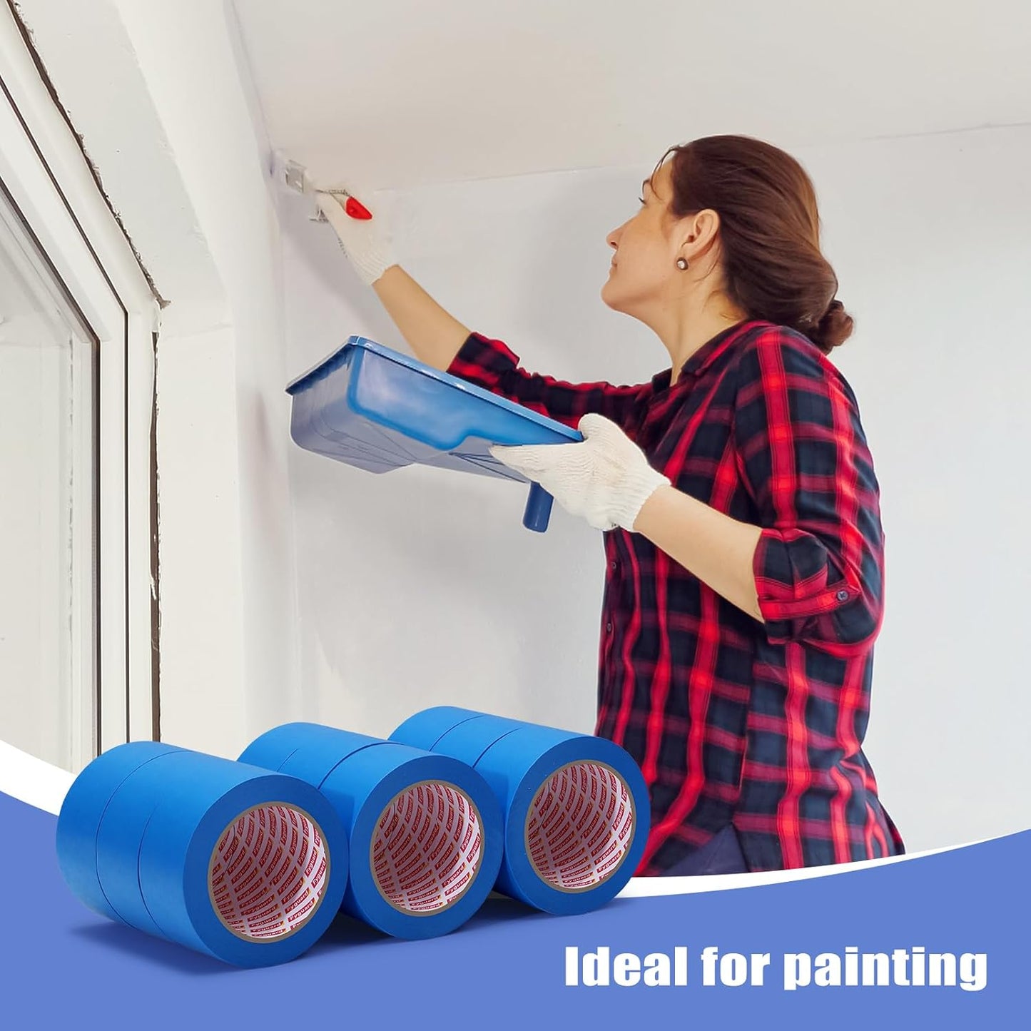 18 Rolls Painters Tape 2 Inches Wide Blue Painters Tape 18 Roll x 1.89 Inch x 55 Yards Blue Masking Tape for Home Decoration DIY Furniture