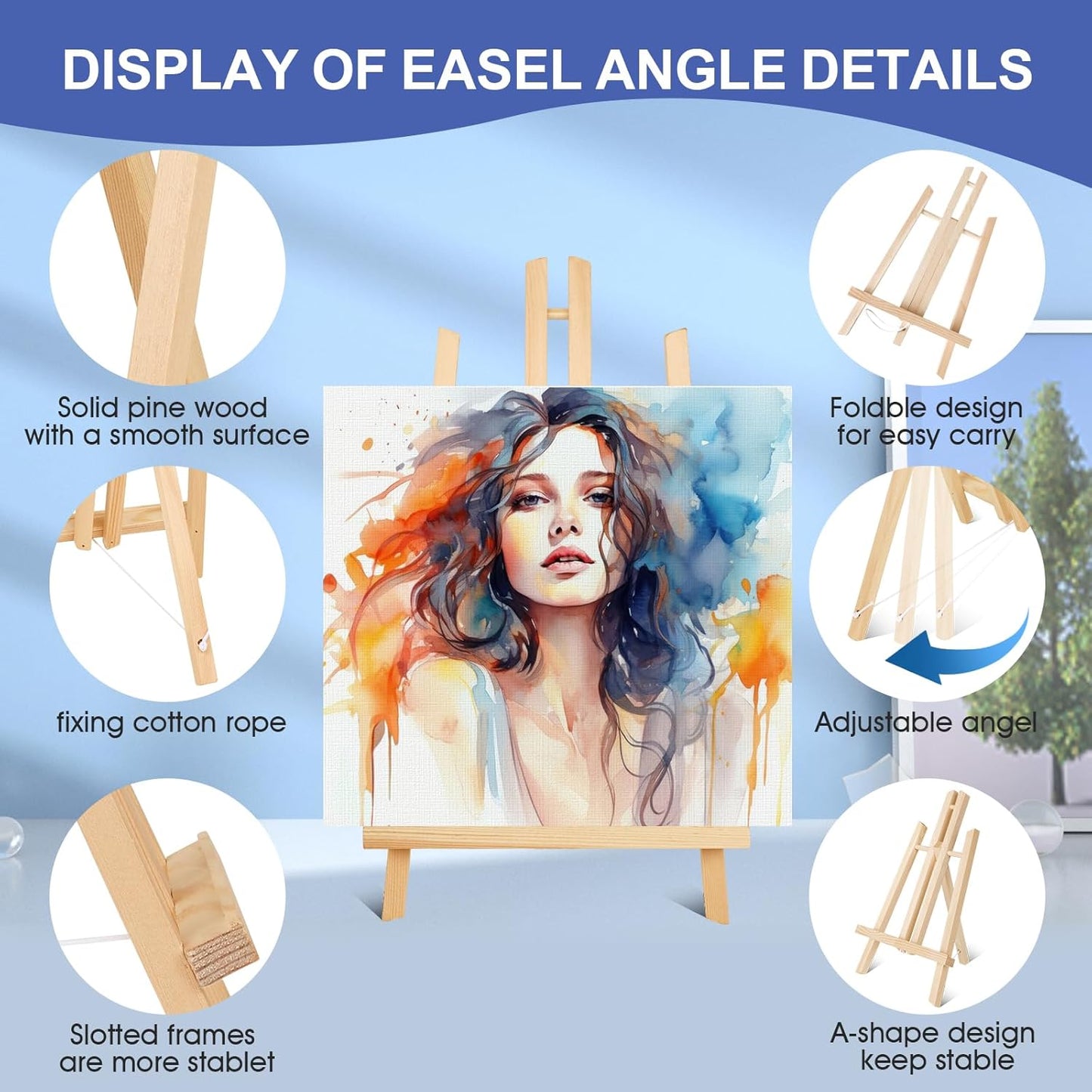 ESRICH 24 Pack 11.8" Wood Easels,Tabletop Easel for Painting,Painting Party, Displaying Canvases, Kids Student Table School Desktop, Portable Canvas Photo Picture Sign Holder