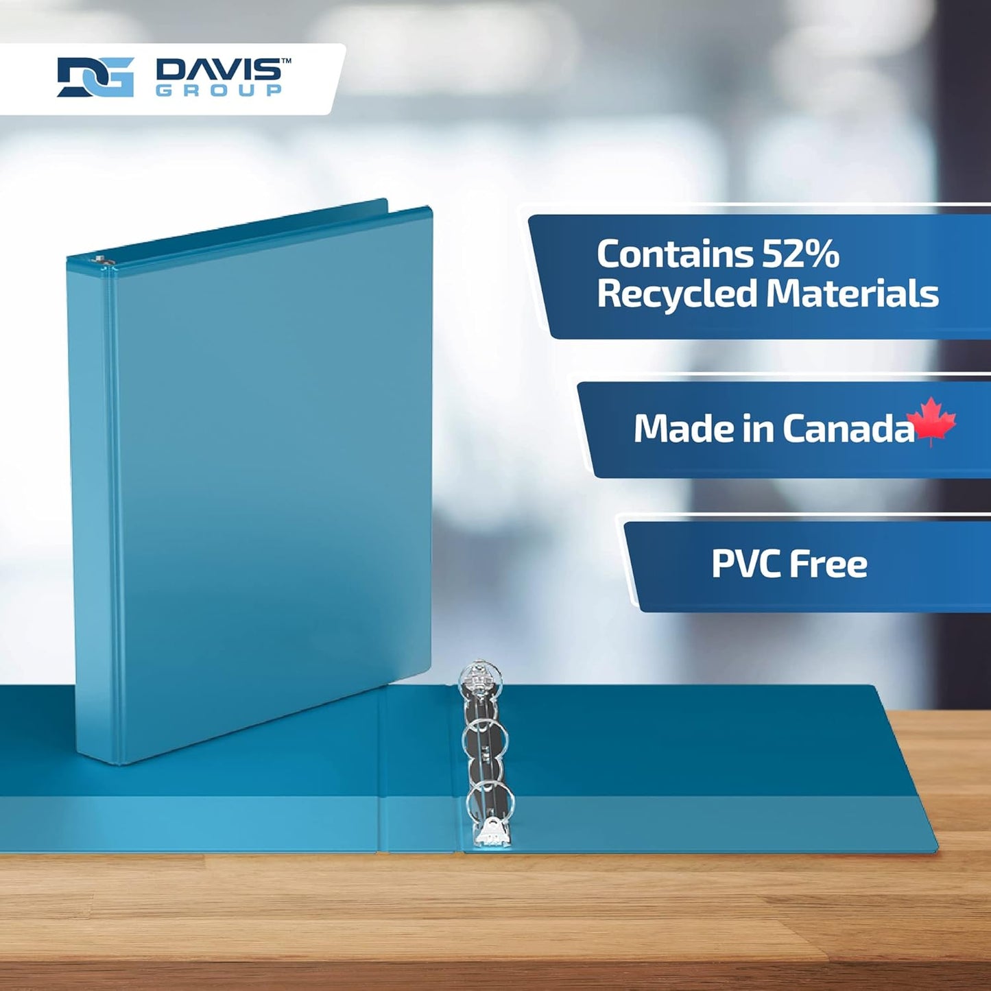 Easyview Premium 3-Ring Binders with Clear-View Covers and Round Rings, Binders for School or Office, 1 Inch, Pack of 6, Turquoise