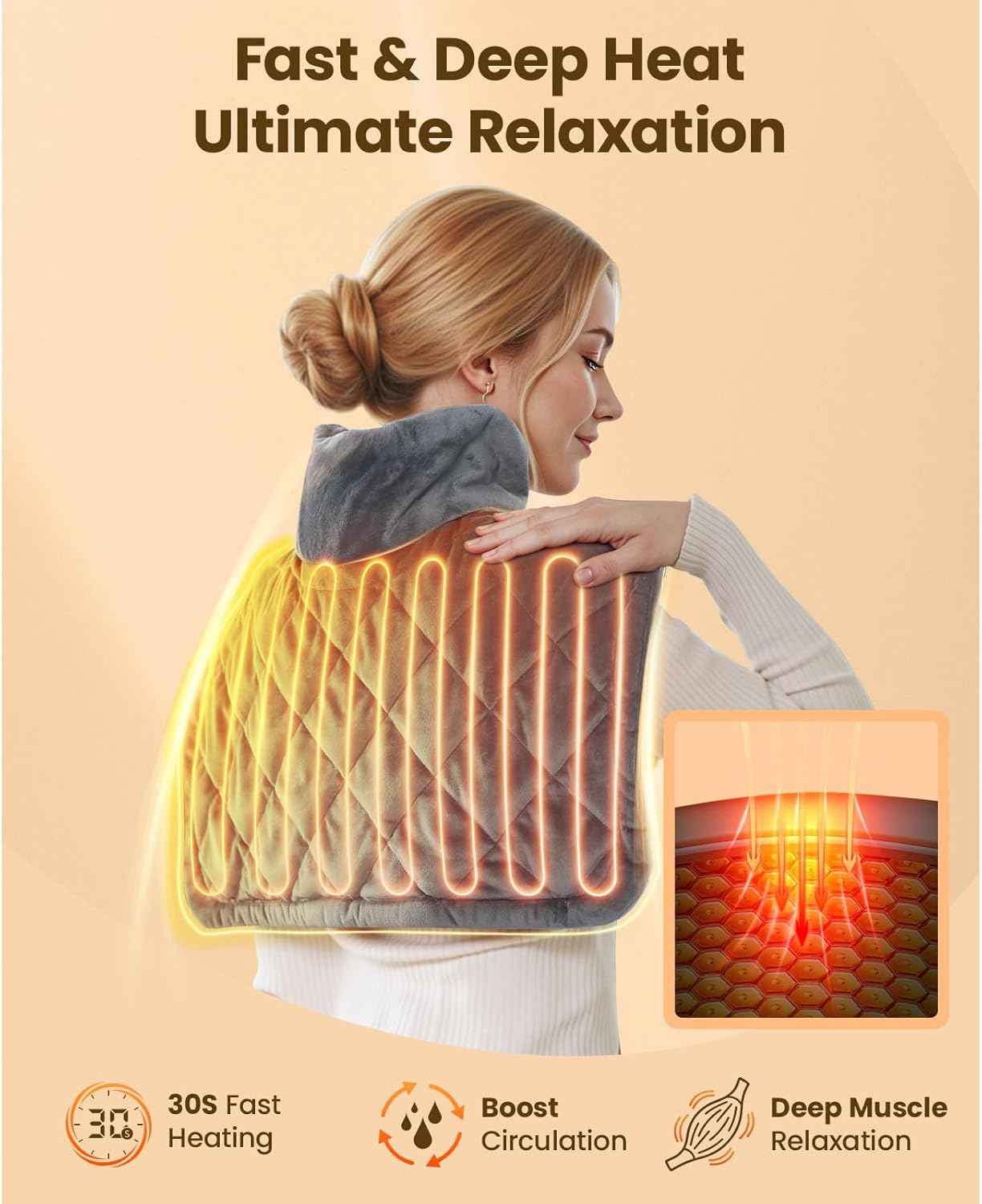 BOB AND BRAD Weighted Heating Pad for Neck Shoulders and Back Pain Relief, FSA Eligible/HSA Eligible, 2.2lb Electric Heating Pad, ETL Certified, Birthday Christmas Gifts for Women Men Mom Dad, 20"x22"