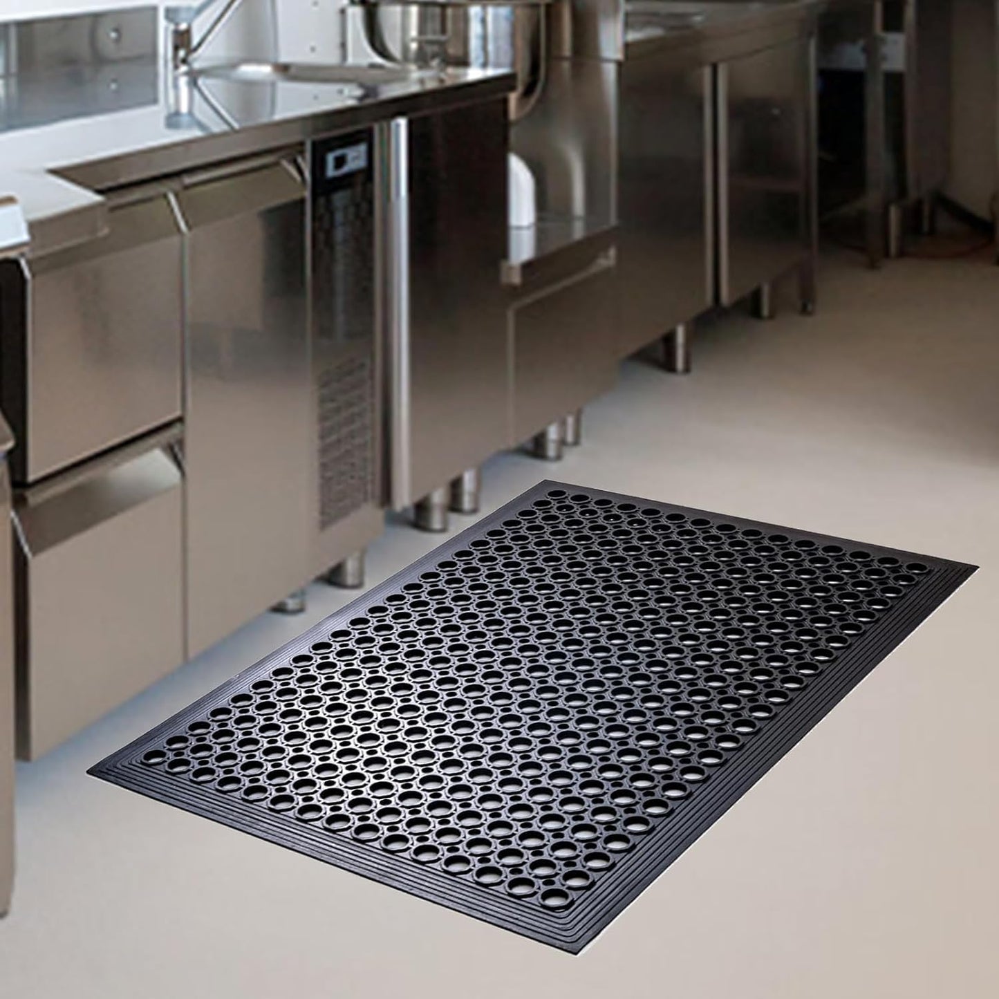 Anti Fatigue Outdoor Rubber Floor Mat 2 Pack Commercial Restaurant Kitchen Mats for Floors Non-Slip Bar Floor Mats Rubber Door mat Drainage Mats Utility Garage Use 36" x 60" Black - Lumora Desk