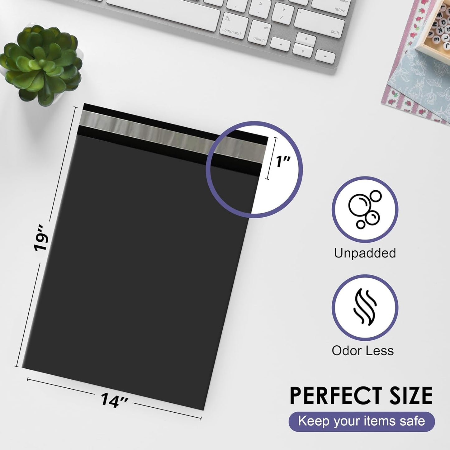 Black Large Poly Mailers 14.5x19 Inch | Strong Adhesive Self-Seal Mailer Bag | Tear, Tamper, Water Resistant Shipping Envelopes | Thick Strong polymailer Bags | Clothing Shipping Bags | 500 Pcs Bulk - Lumora Desk
