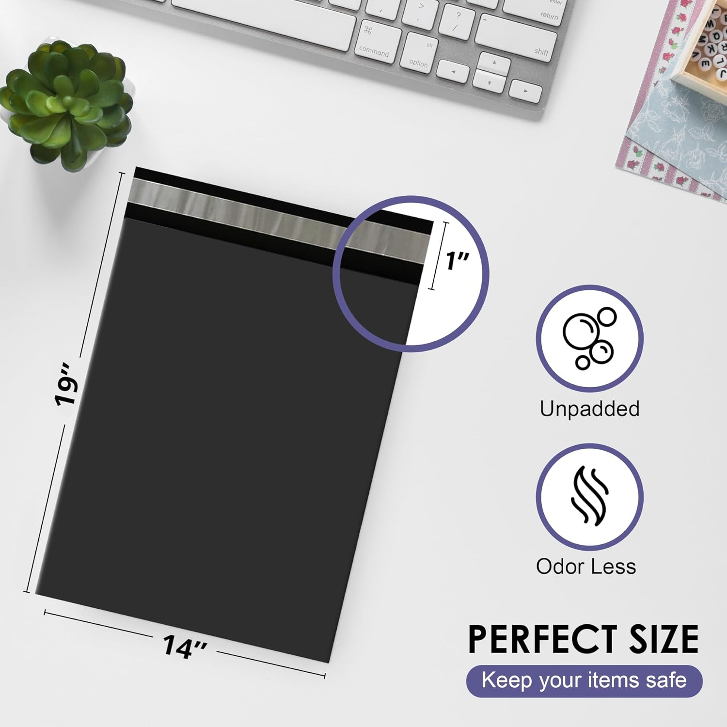 Black Large Poly Mailers 14.5x19 Inch | Strong Adhesive Self-Seal Mailer Bag | Tear, Tamper, Water Resistant Shipping Envelopes | Thick Strong polymailer Bags | Clothing Shipping Bags | 500 Pcs Bulk - Lumora Desk