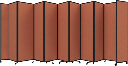 Versare Room Divider 360 Portable Wall Partition | Folding Panels | Large Freestanding Divider | Locking Wheels | Temporary Room Separator | 25' x 7'6'', Papaya