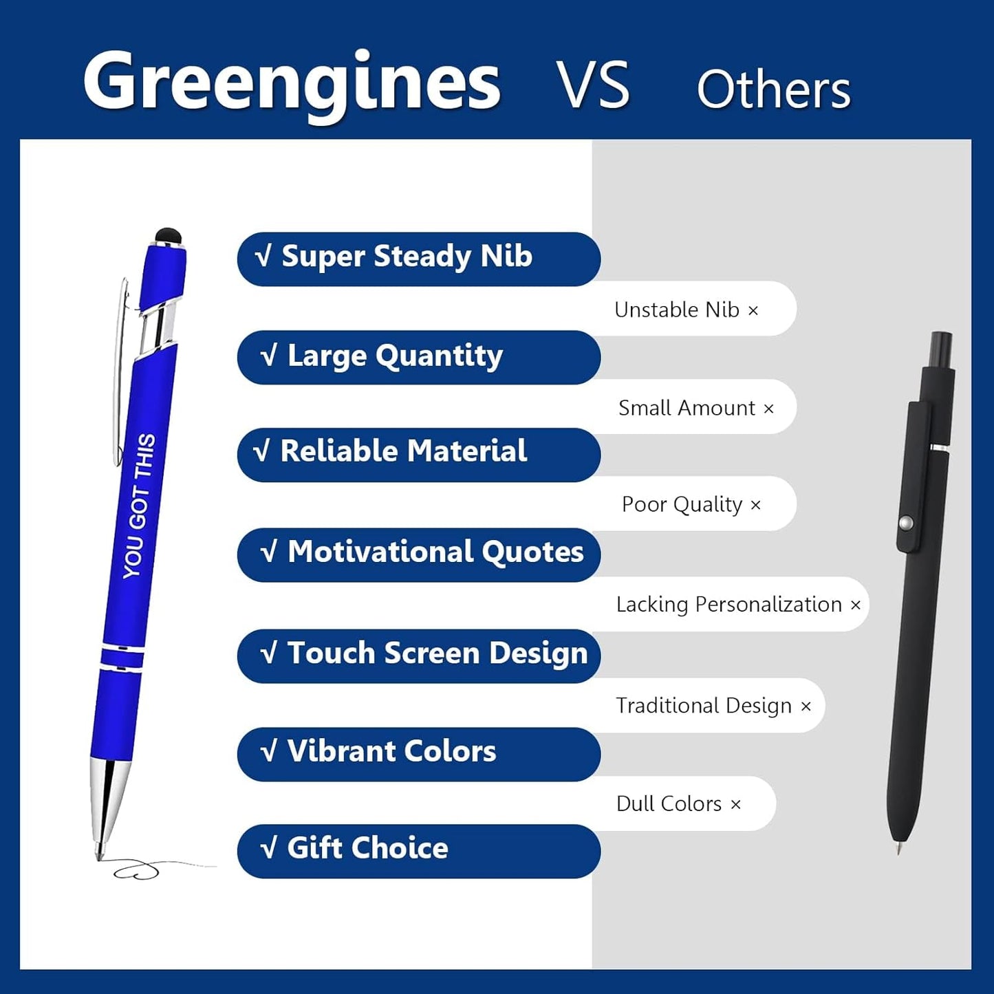 50 Pcs Inspirational Pens - Motivational Ballpoint Pens Bulk with quotes Stylus Tip Gifts for School Coworkers Office Supplies Black Ink