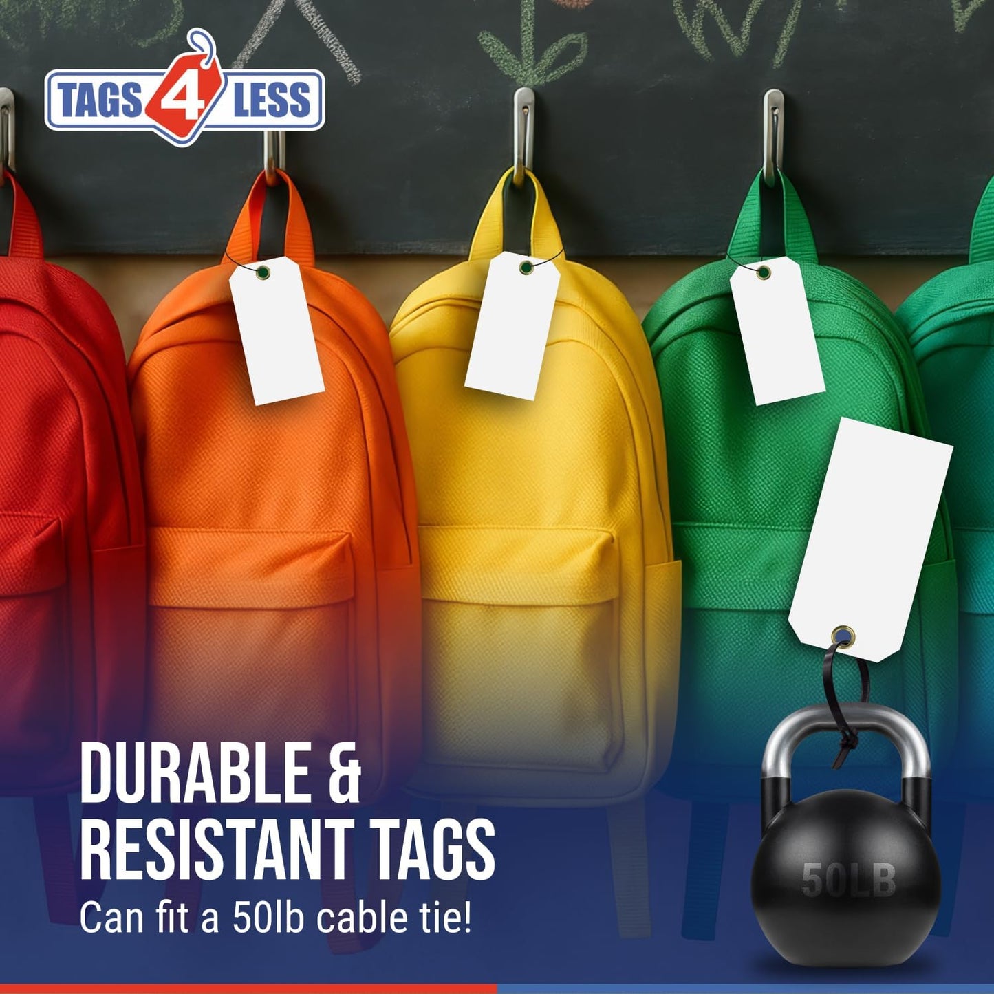 Tags 4 Less 15 Mil Waterproof Plastic Tags, Pack of 100 – 3” x 6” Heavy Duty Plastic Tags for Labeling, Outdoor Tagging, Equipment Labeling, Luggage, Valves & More (Orange)