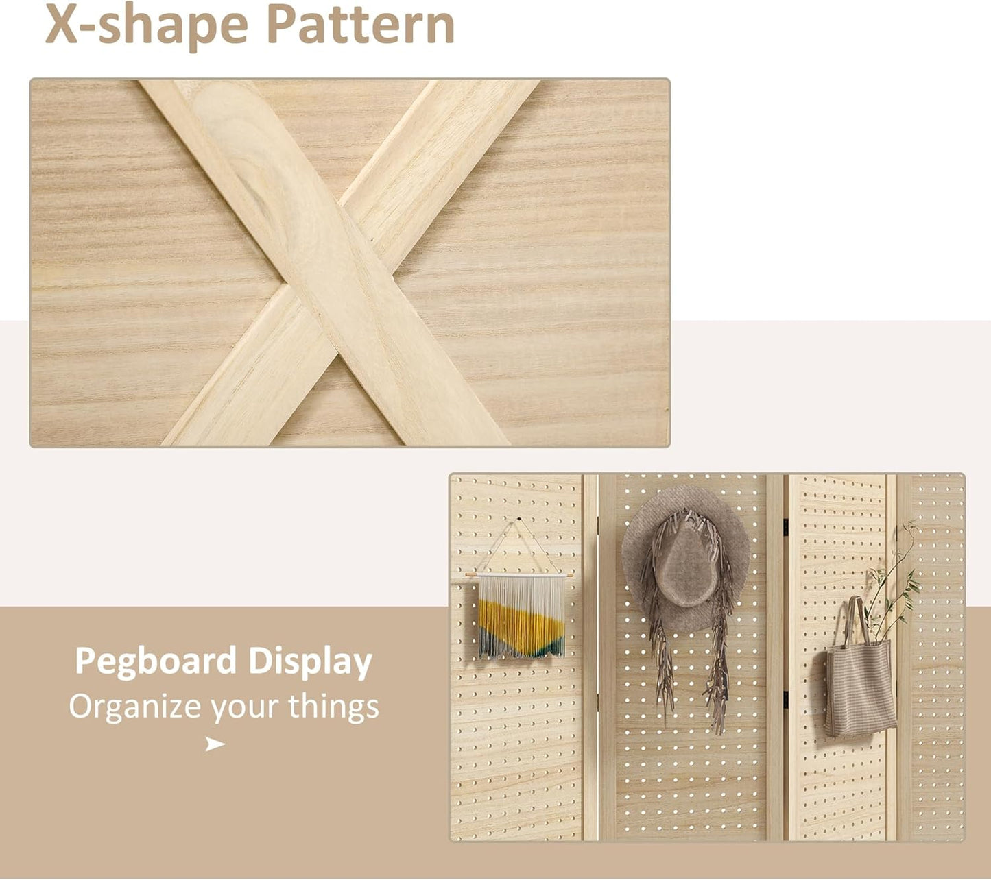 NicBex Room Divider 4 Panel Room Dividers with Pegboard Design Partition Room Dividers and Folding Privacy Screens 4.7 FT Wall Divider for Home, Office, Room Separation,59.75"W x 0.75"D x 57"H,Natural - Lumora Desk