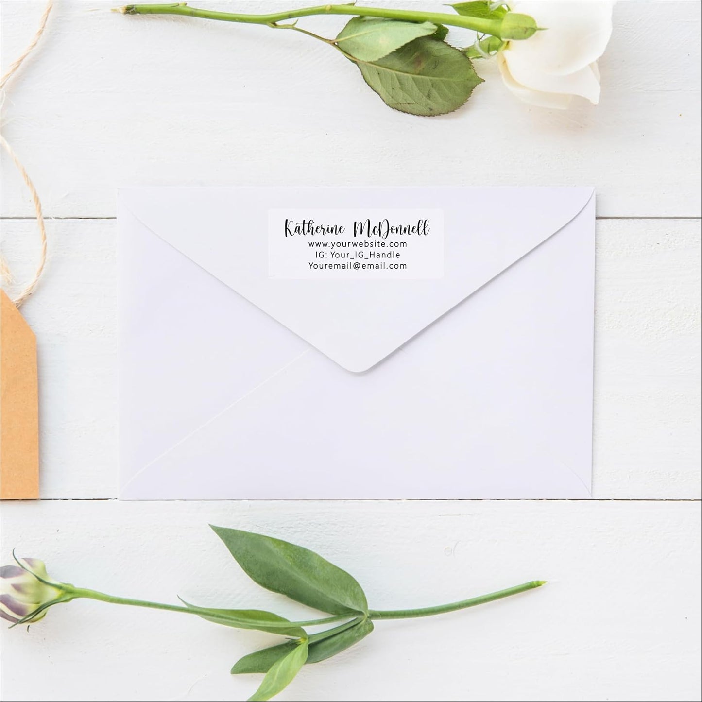 White Address Labels - Personalized Return Address Labels, Mailing and Shipping Stickers for Envelopes, Packages, Business, Home Use (Chic Script) - Lumora Desk