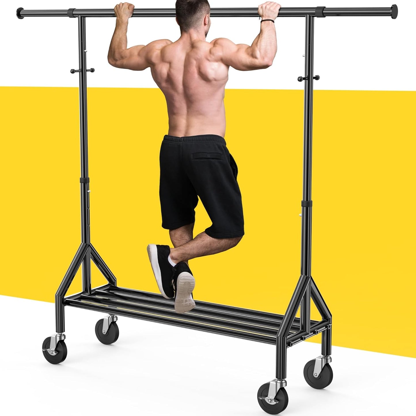 Heavy Duty Clothes Rack Load 520LBS, Adjustable Rolling Clothing Rack with Sturdy Wheel, Metal Industrial Closet Garment Racks for Hanging Clothes Coat, Portable for Bedroom, Laundry Living Room - Lumora Desk